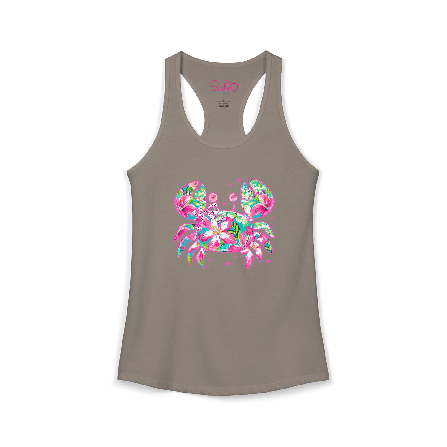Floral Crab Racerback Tank – Cute Beach Tank Top | Coastal Summer Shirt | Tropical Ocean Graphic Tank
