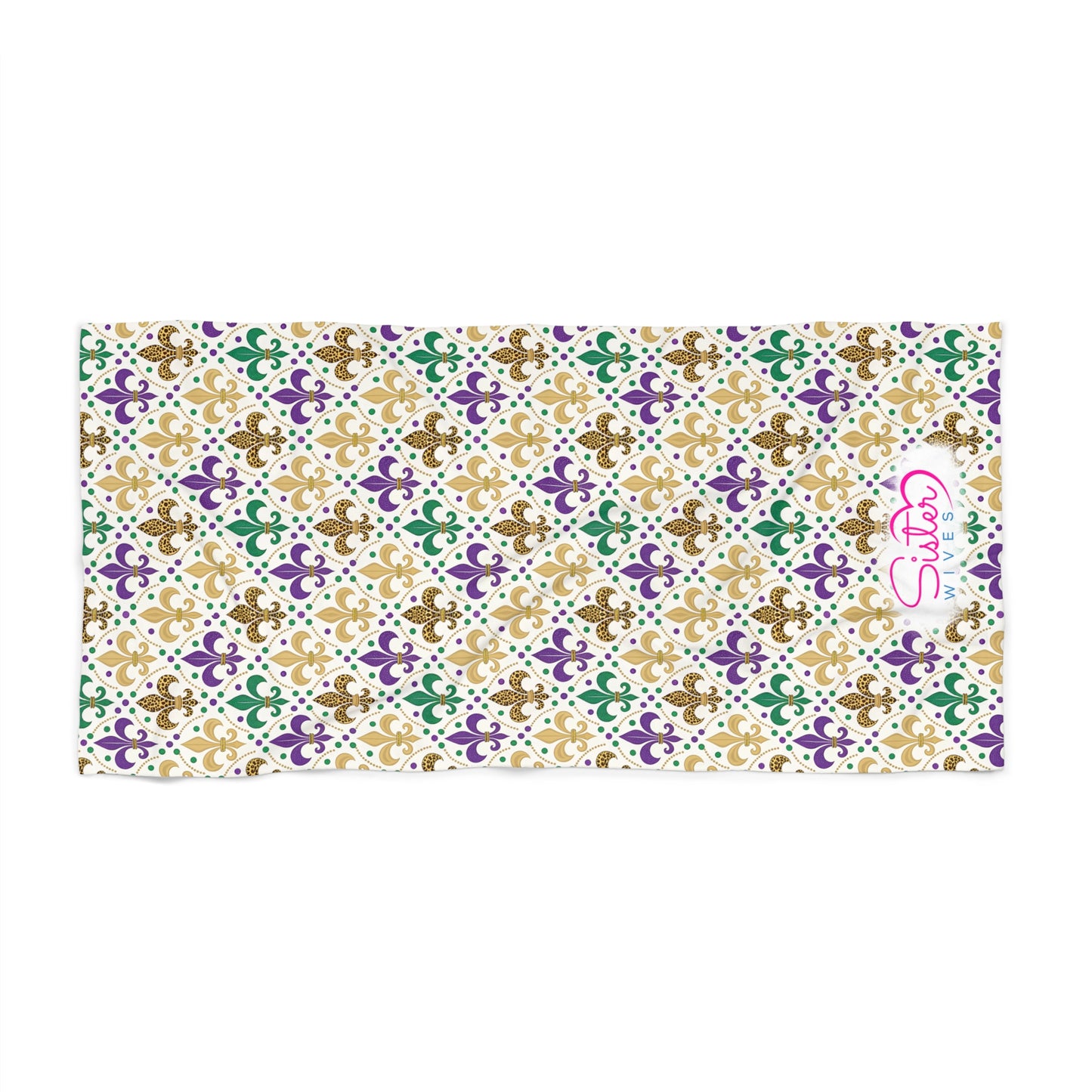 Mardi Gras Cheetah Print Beach Towel | Polyamory ENM Friendly | Matching Couple & Throuple Towel | Festival Cruise Pool & Resort Towel