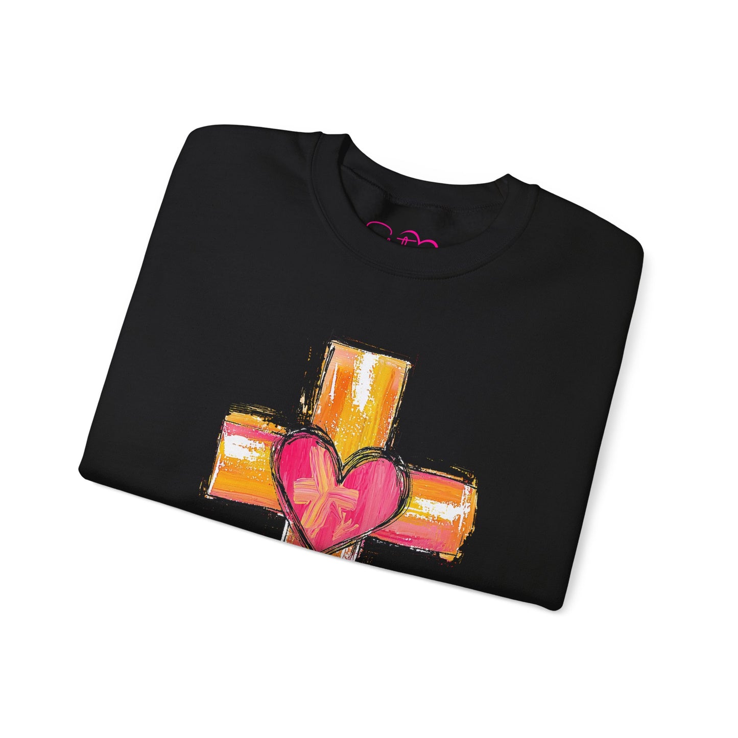 Cross with Heart Crewneck Sweatshirt | Love-Centered Faith Pullover | Inclusive Christian Apparel | Cozy Spiritual Sweatshirt