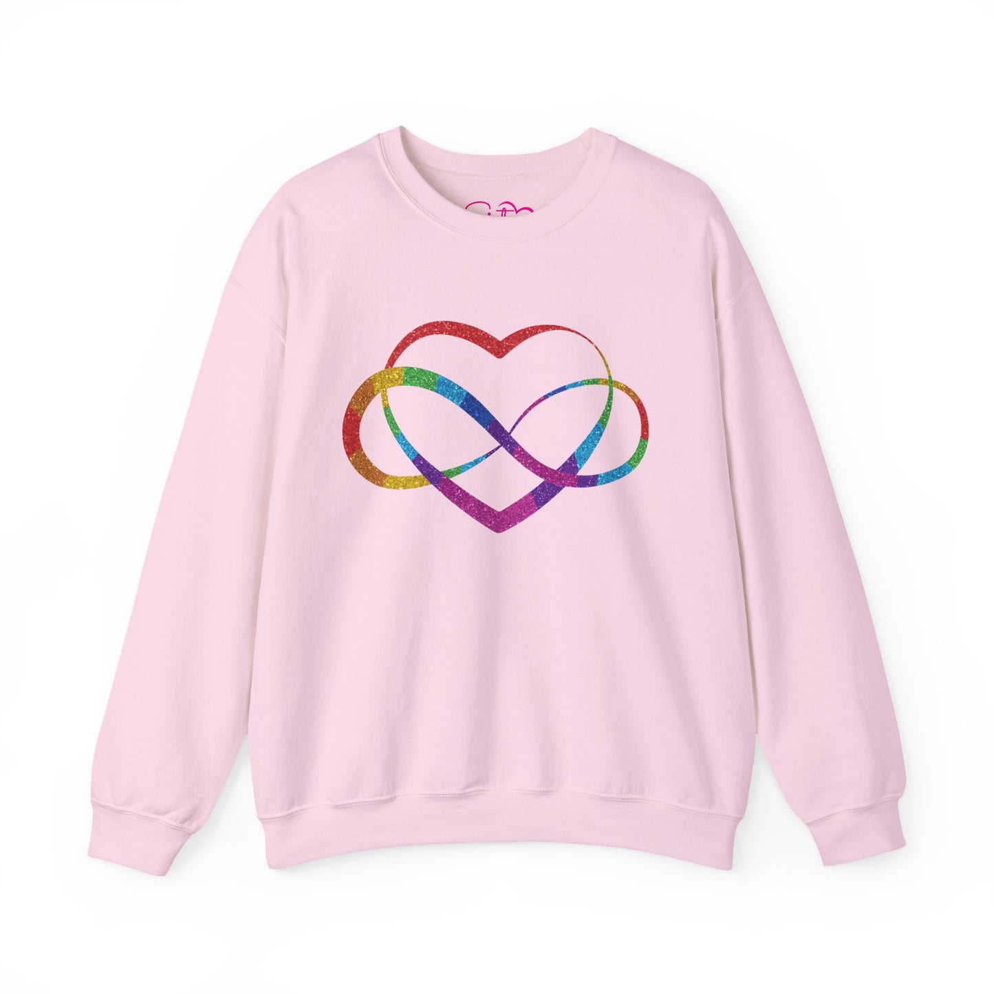 Infinity Heart Crewneck Sweatshirt | Polyamory & ENM Symbol Pullover | LGBTQ+ Inclusive Chosen Family Apparel | Cozy Pride Sweatshirt