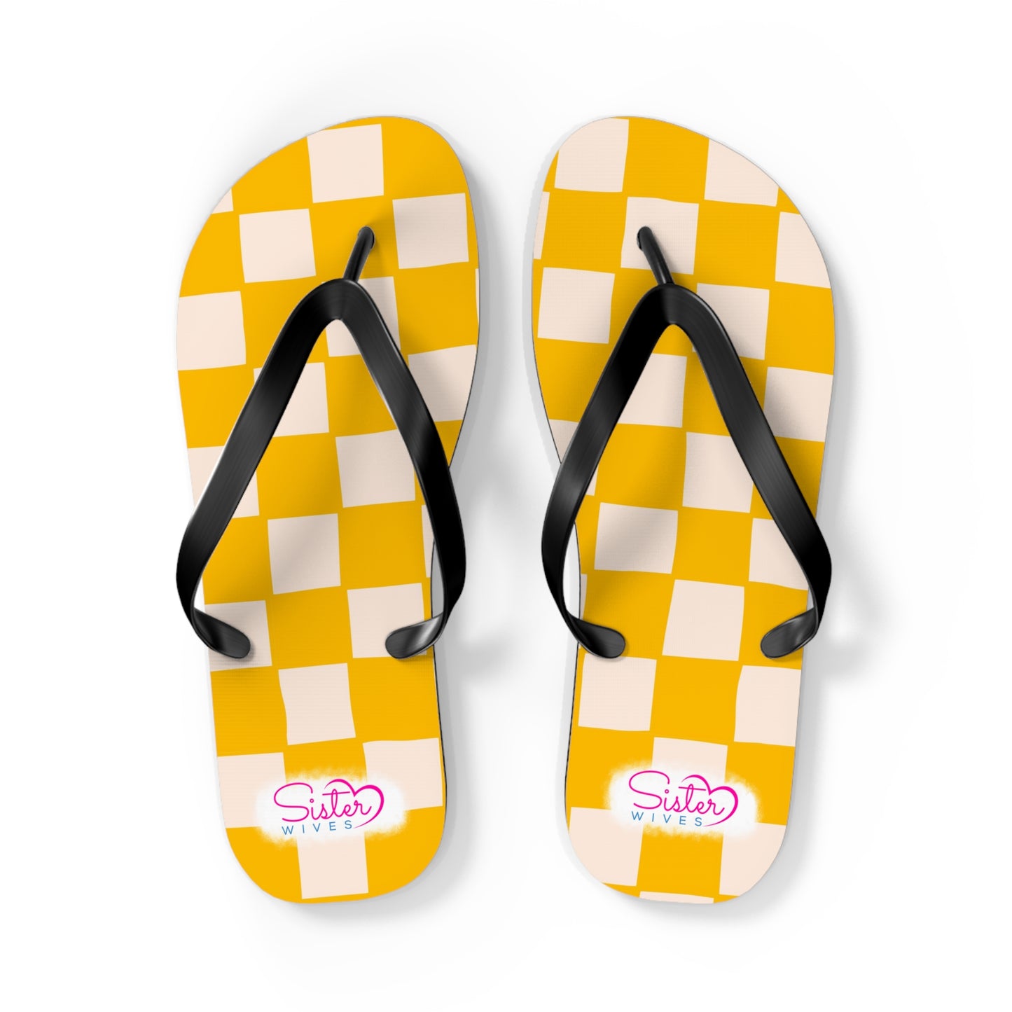 Yellow Checkered Flip Flops | Lightweight Summer Sandals for Travel & Vacation