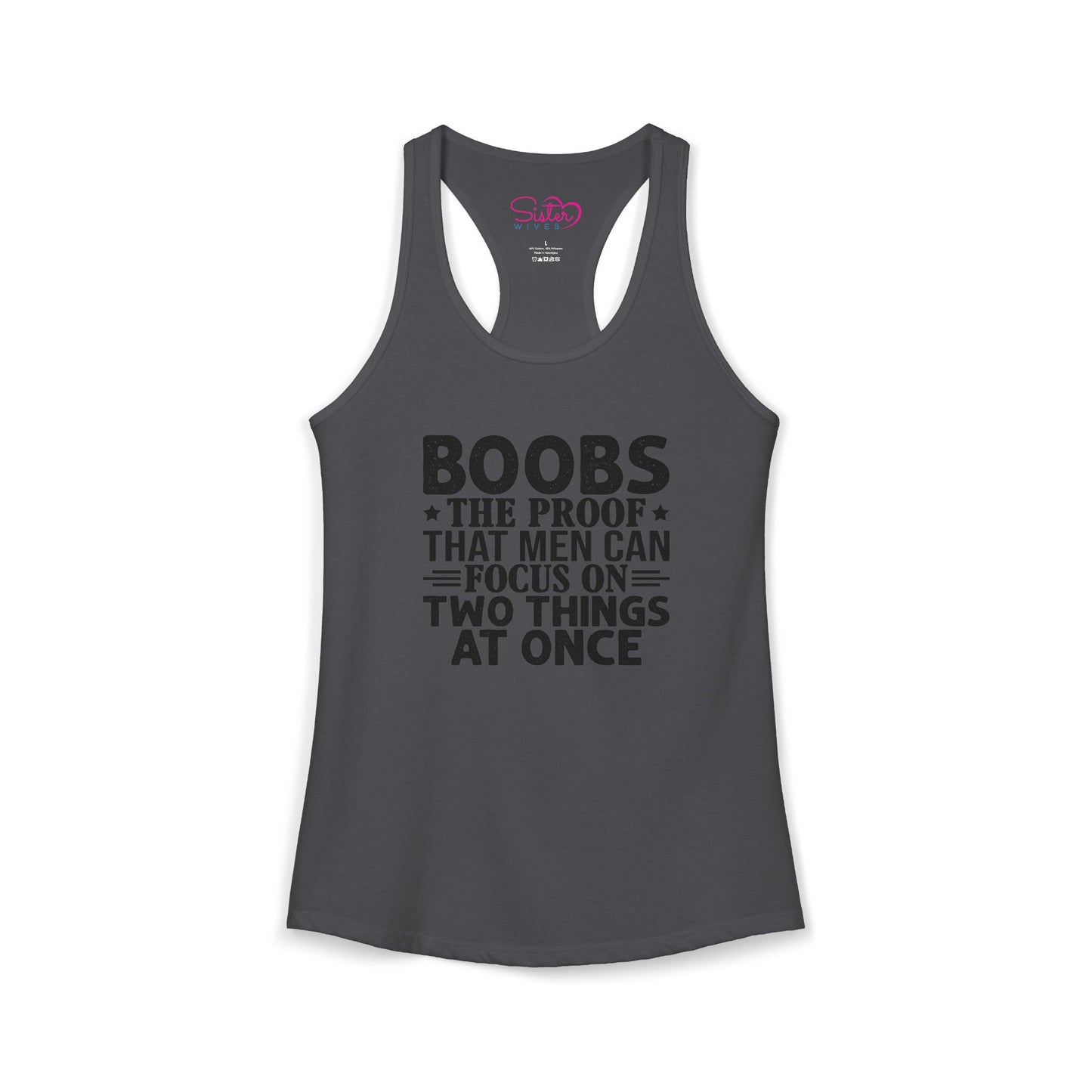 Funny Boobs Racerback Tank | Cheeky Humor Tank Top | Women’s Sarcastic Summer Shirt | Bold Statement Apparel