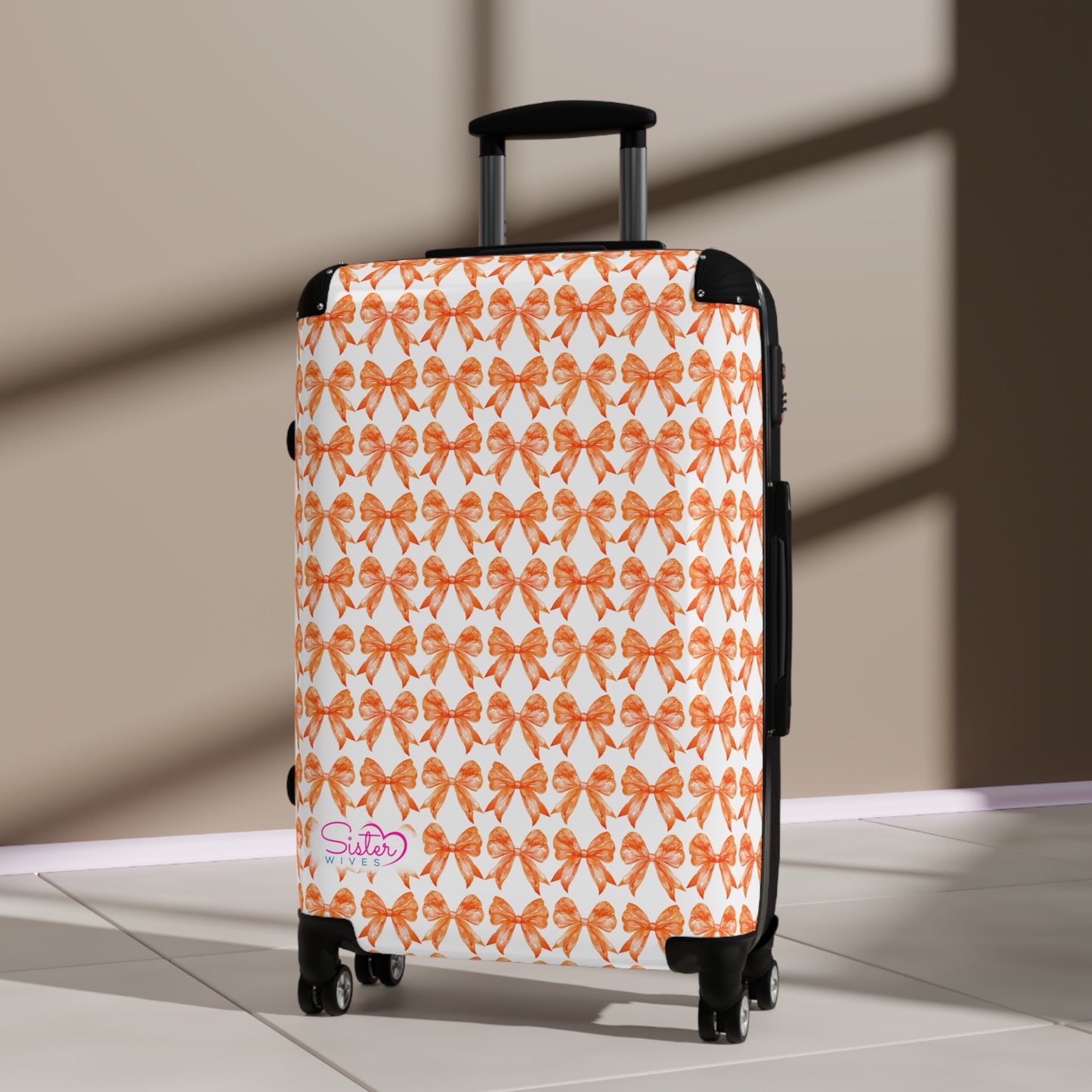 Coquette Orange Bows Sisterwives Suitcase - Luggage, Travel Gear, Vacation Essential, Summer Adventure Bag, Stylish Travel Accessory