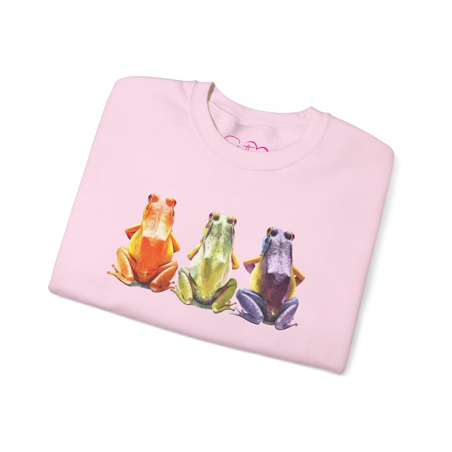 Three Frogs Crewneck Sweatshirt | Chosen Family Symbol Pullover | Polyamory & ENM Cozy Apparel | Whimsical Nature Graphic Sweatshirt