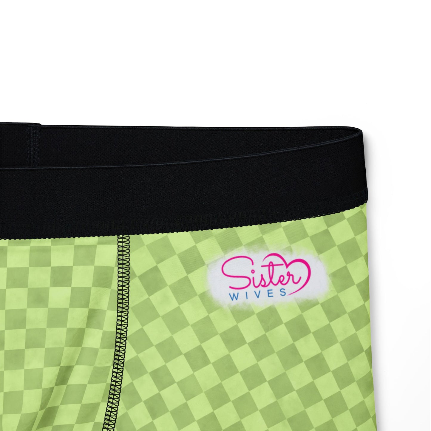Green Checker Men’s Boxer Briefs | Aesthetic Stretch Underwear | ENM & Polyamory Friendly Men’s Boxers | Soft Statement Loungewear