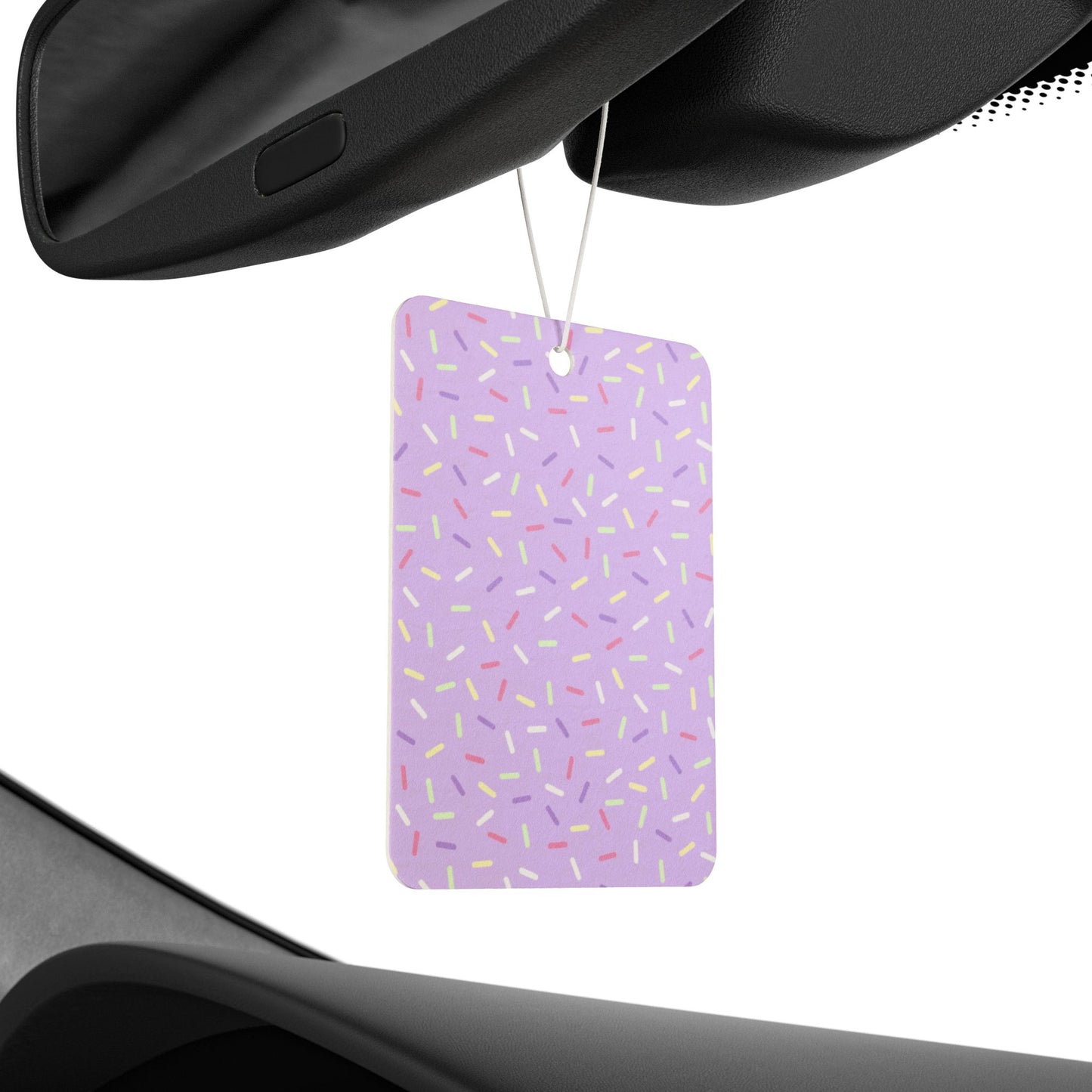 Purple Pastel Sprinkle Car Air Freshener – Cute Confetti Aesthetic Hanging Diffuser | Pine, New Car & Black Ice Scents