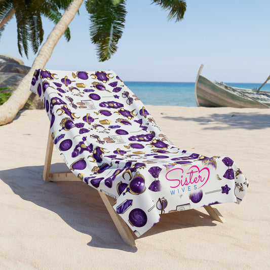 Celestial Zodiac Polyamory Beach Towel | ENM & Non-Monogamy Friendly Astrology, Zodiac & Magical Aesthetic Pool Towel