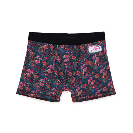 Sisterwivesl Flamingos Men's Boxers | Fun Swinger Underwear, Summer Loungewear, Tropical Gift, Comfortable Boxers, Vibrant Print