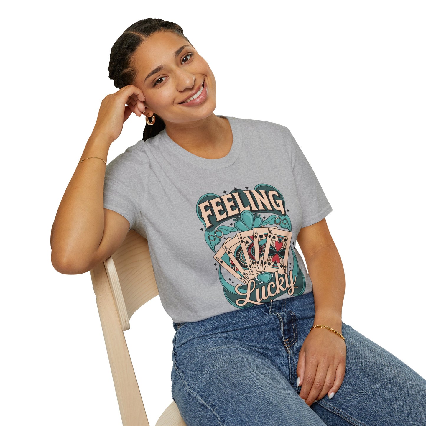 Feeling Lucky Shirt – Vintage Casino Graphic Tee, Lucky Cards St Patrick’s Day Shirt, Poly-Friendly ENM Unisex Gildan 64000