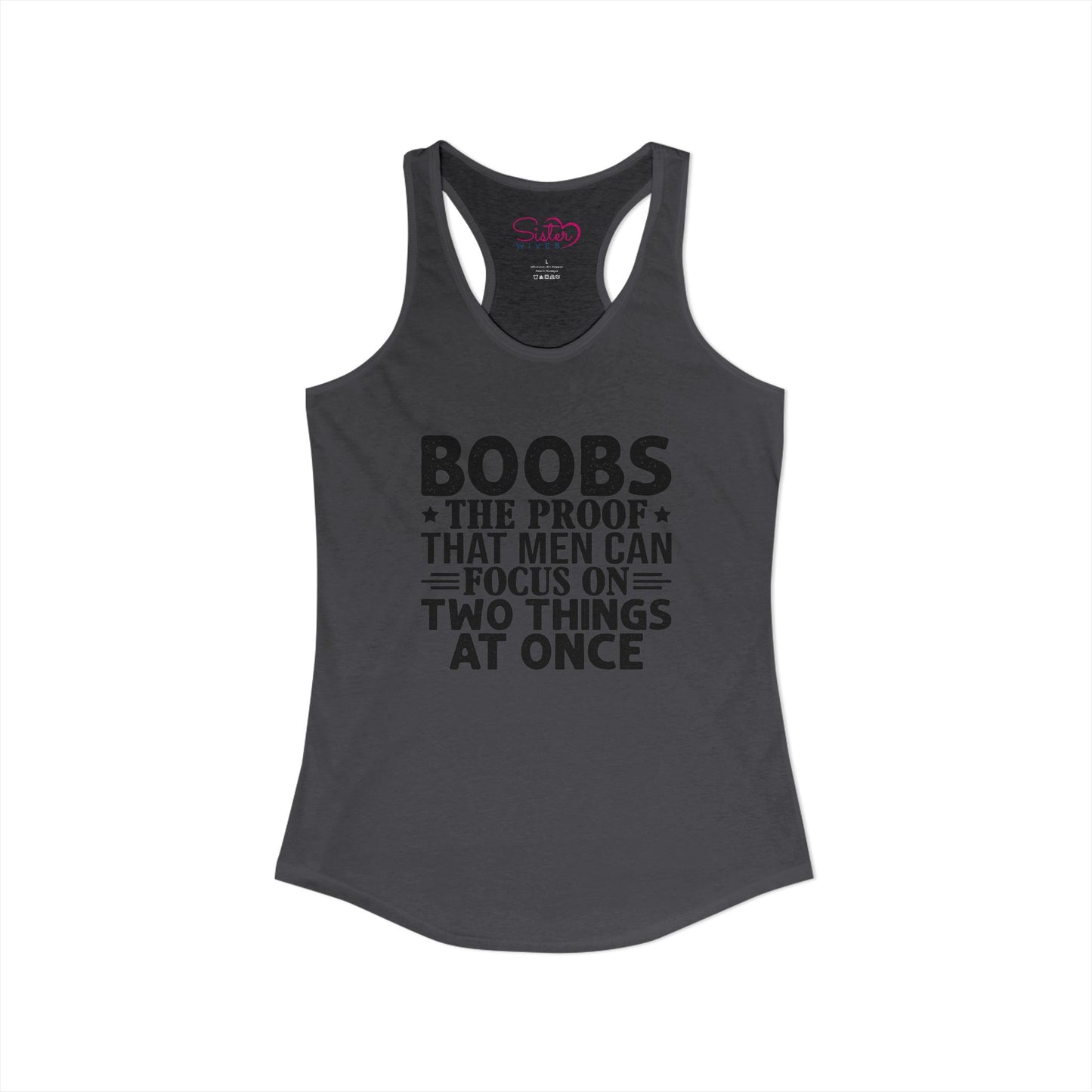 Funny Boobs Racerback Tank | Cheeky Humor Tank Top | Women’s Sarcastic Summer Shirt | Bold Statement Apparel