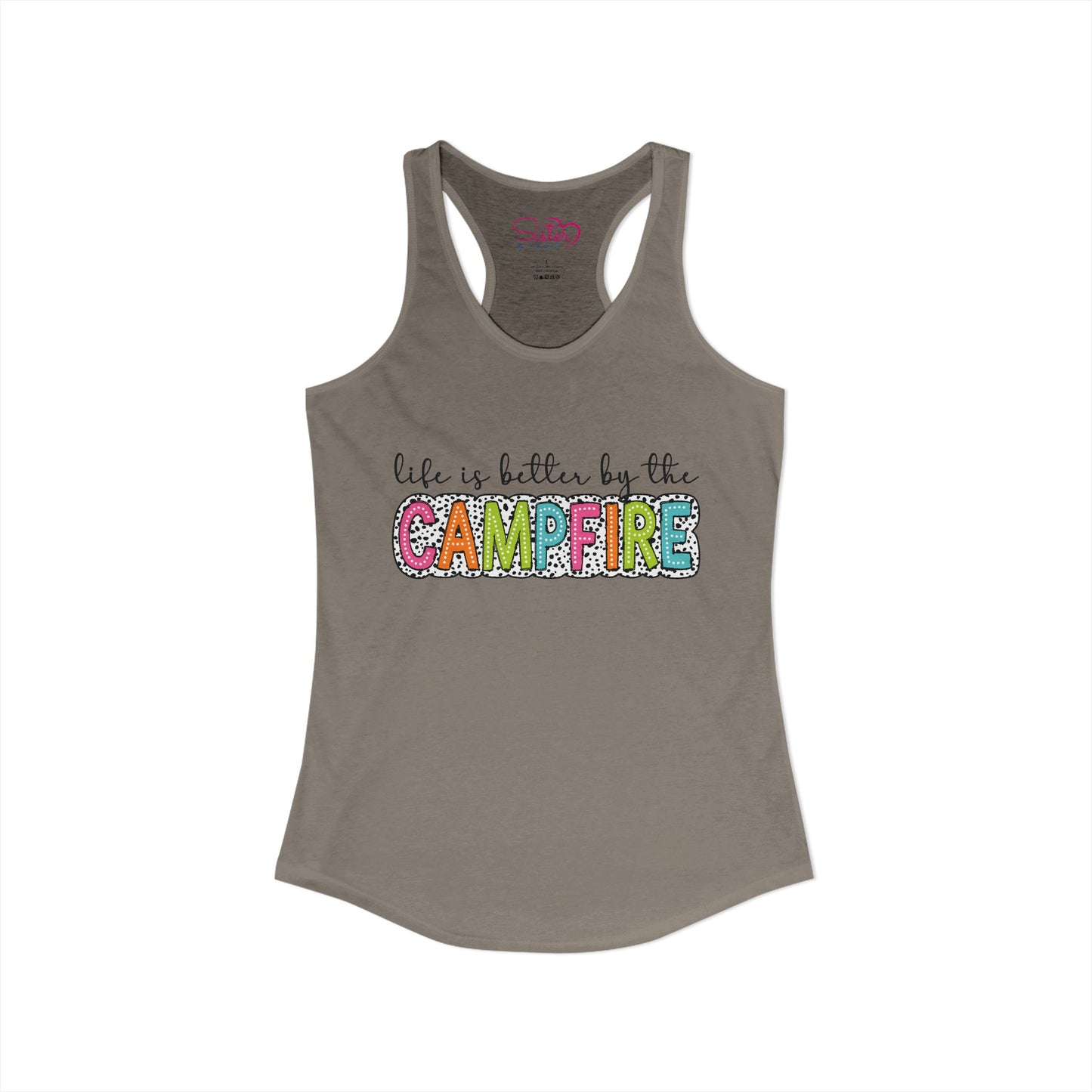 Campfire Racerback Tank | Cozy Outdoorsy Summer Tank Top | Chosen Family Camping Shirt | Inclusive Lifestyle Apparel