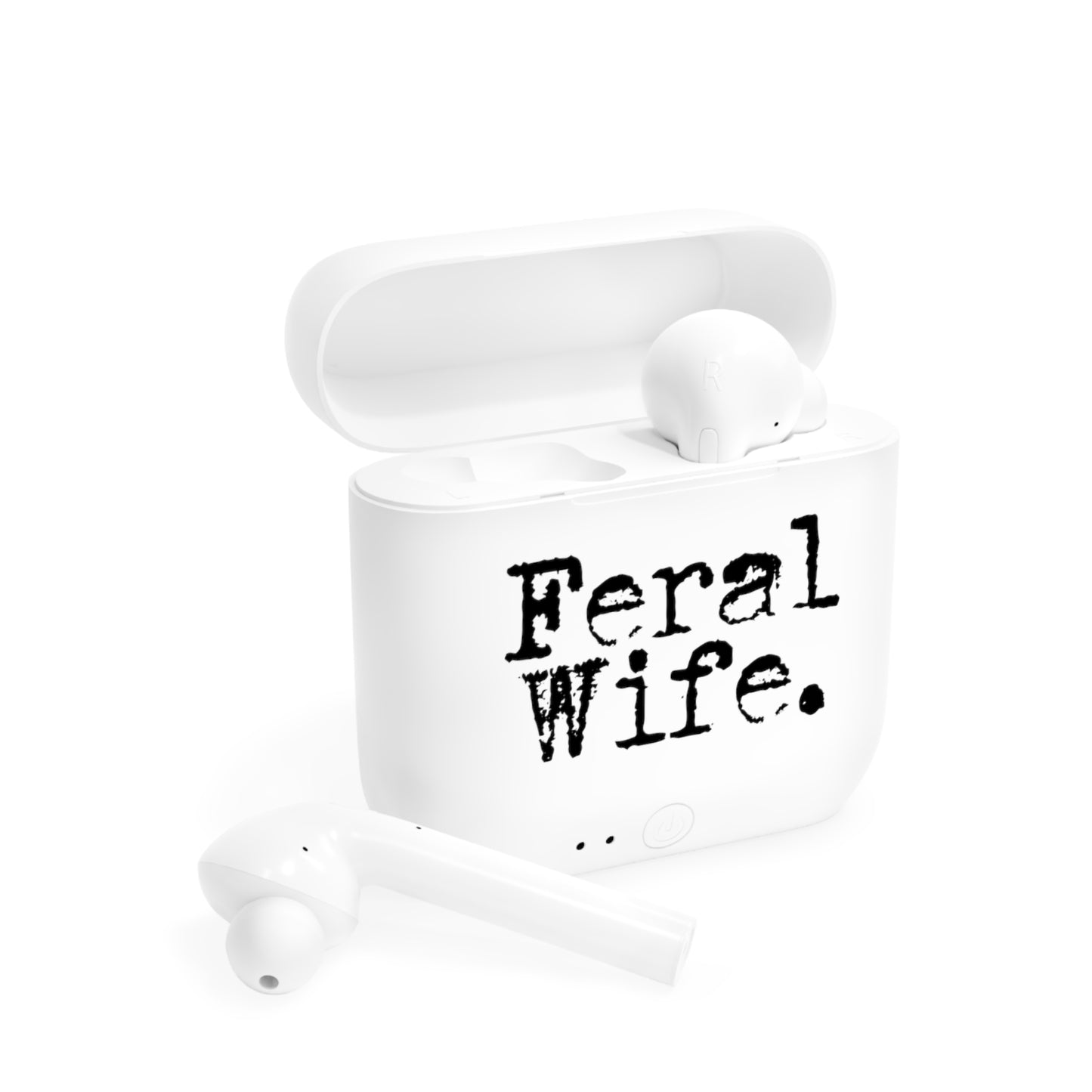Feral Wife Wireless Earbuds – Funny Wife Humor Bluetooth Earbuds | Essos True Wireless Earbuds with Charging Case