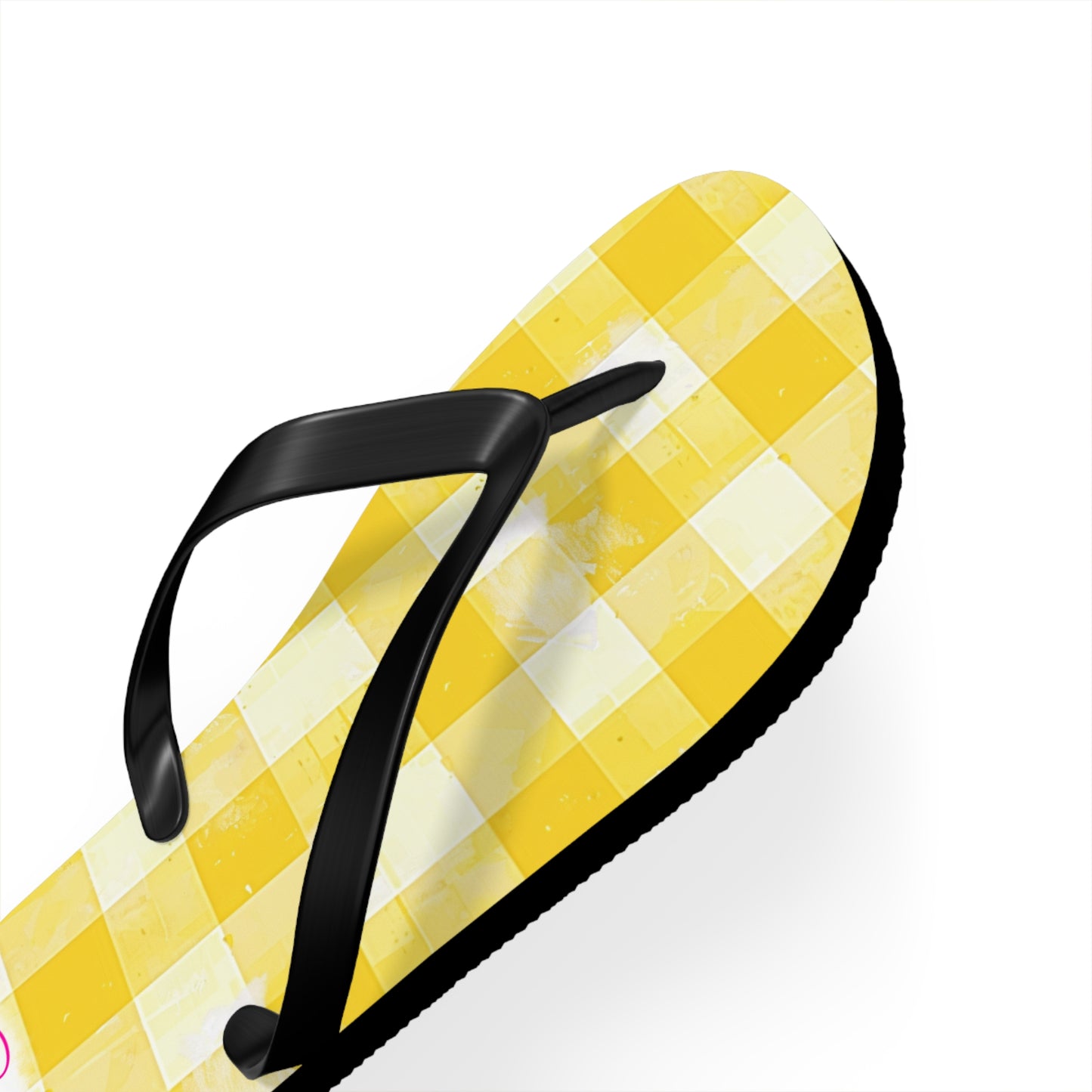 Cute Yellow Gingham Flip Flops for Women | Ethical Non Monogamy Lifestyle Summer Sandals