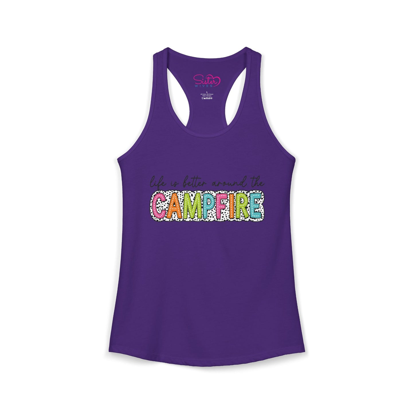 Campfire Racerback Tank | Cozy Outdoorsy Summer Tank Top | Chosen Family Camping Shirt | Inclusive Lifestyle Apparel