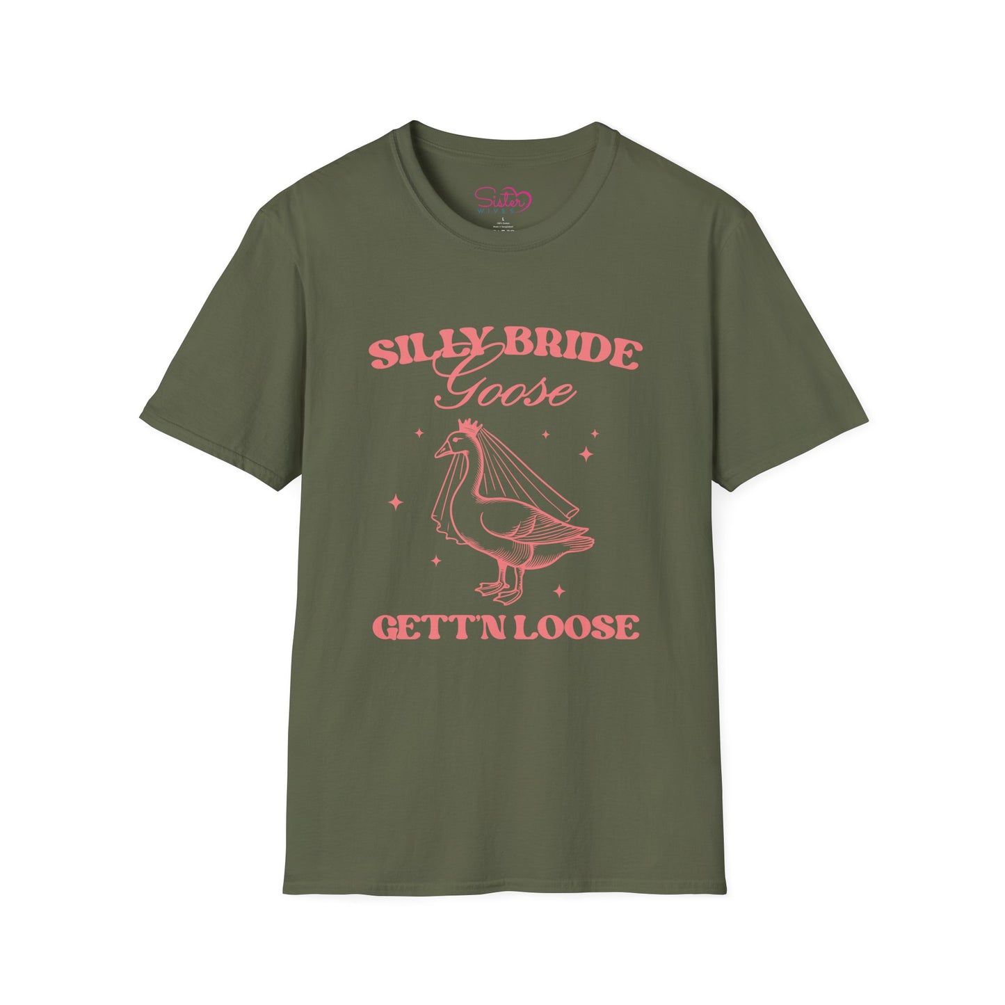 Silly Bride Goose Gettin Loose Shirt – Funny Bachelorette Party Tee, Bride Humor Wedding Shirt, Poly-Friendly Unisex Gildan 64000