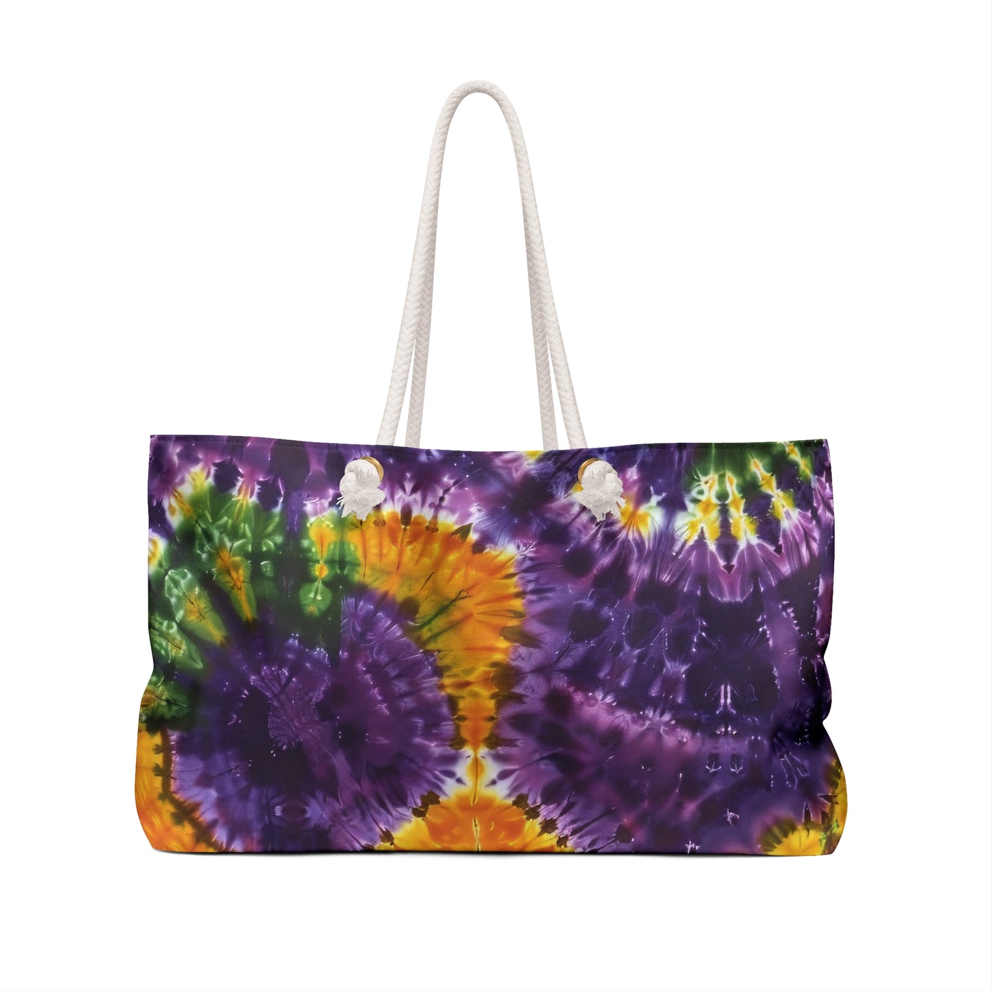 Mardi Gras Tie-Dye Weekender Bag | Polyamory ENM Friendly Travel Tote | Matching Couple & Throuple Overnight Bag | Festival & Cruise Carryall