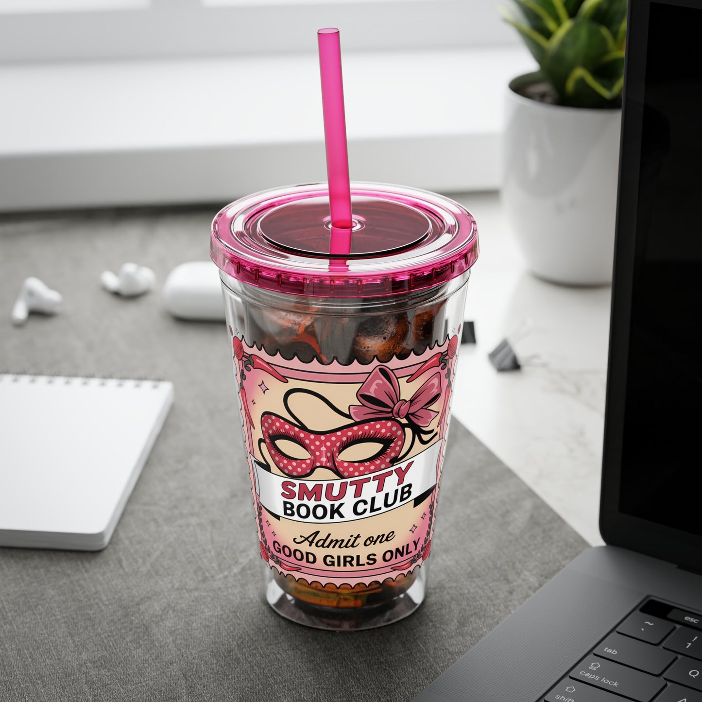 Admit One: Smutty Book Club – 16oz Sunsplash Tumbler | Polyamory Pride Cup | ENM Lifestyle Drinkware | Swinger Aesthetic Travel Cup | Spicy Romance Reader Gift | Poly, Open Relationship,...