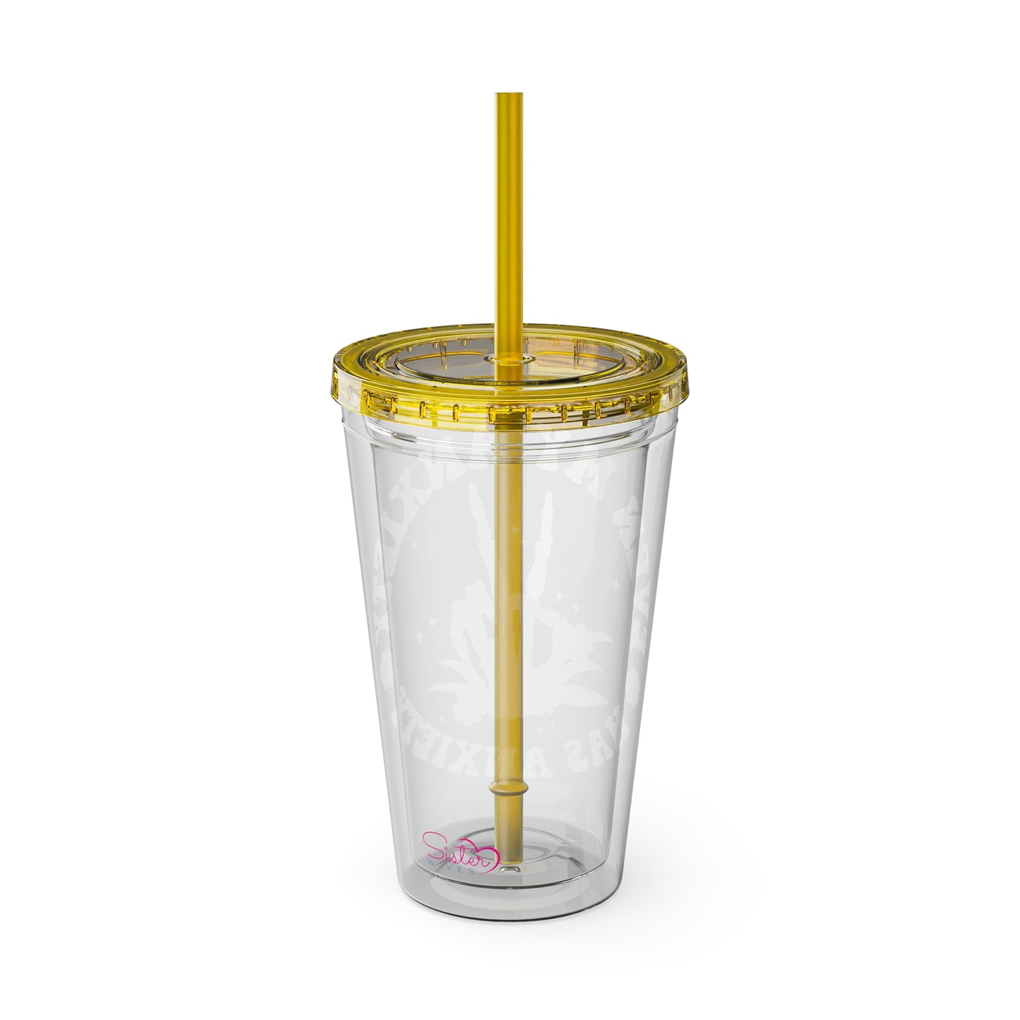 Even My Anxiety Has Anxiety” Skeleton Peace Sign 16oz Sunsplash Tumbler | Dark Humor Mental Health Cup | Goth Aesthetic Drinkware | Spooky Skeleton Cup | Anxiety Humor Gift