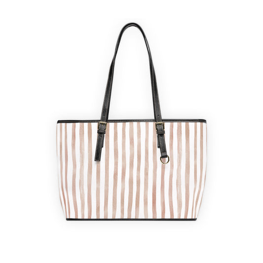 XL Stripe Shoulder Purse – Polyamory Sisterwives ENM Friendly Tote | Swinger Lifestyle Handbag | Soft Blush Minimalist Weekend Bag