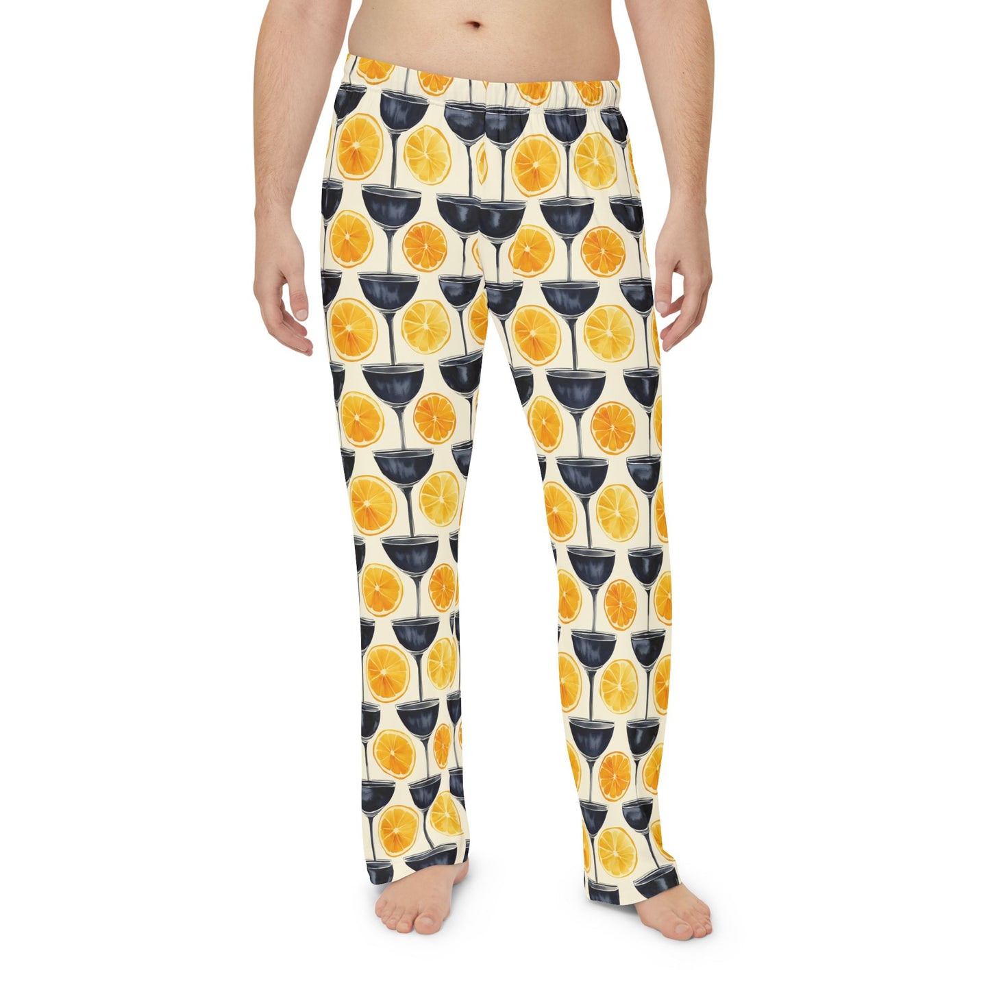 Men’s Citrus Cocktail Pajama Pants | Citrus Martini Lounge Pants | Playful Bar Cart Sleepwear | Polyamory & ENM Friendly
