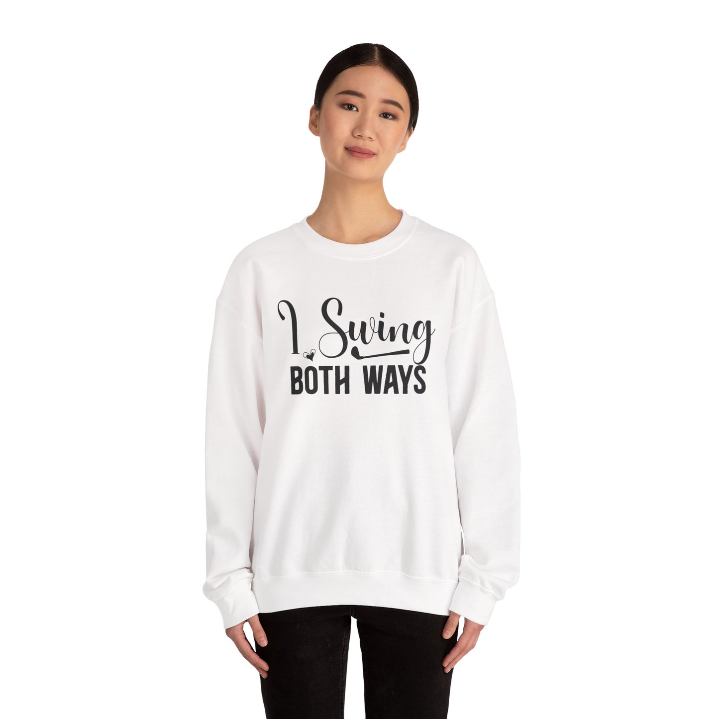 I Swing Both Ways Crewneck Sweatshirt | Bisexual & Swinger Humor Pullover | ENM Friendly Cozy Sweatshirt | Inclusive Relationship Apparel