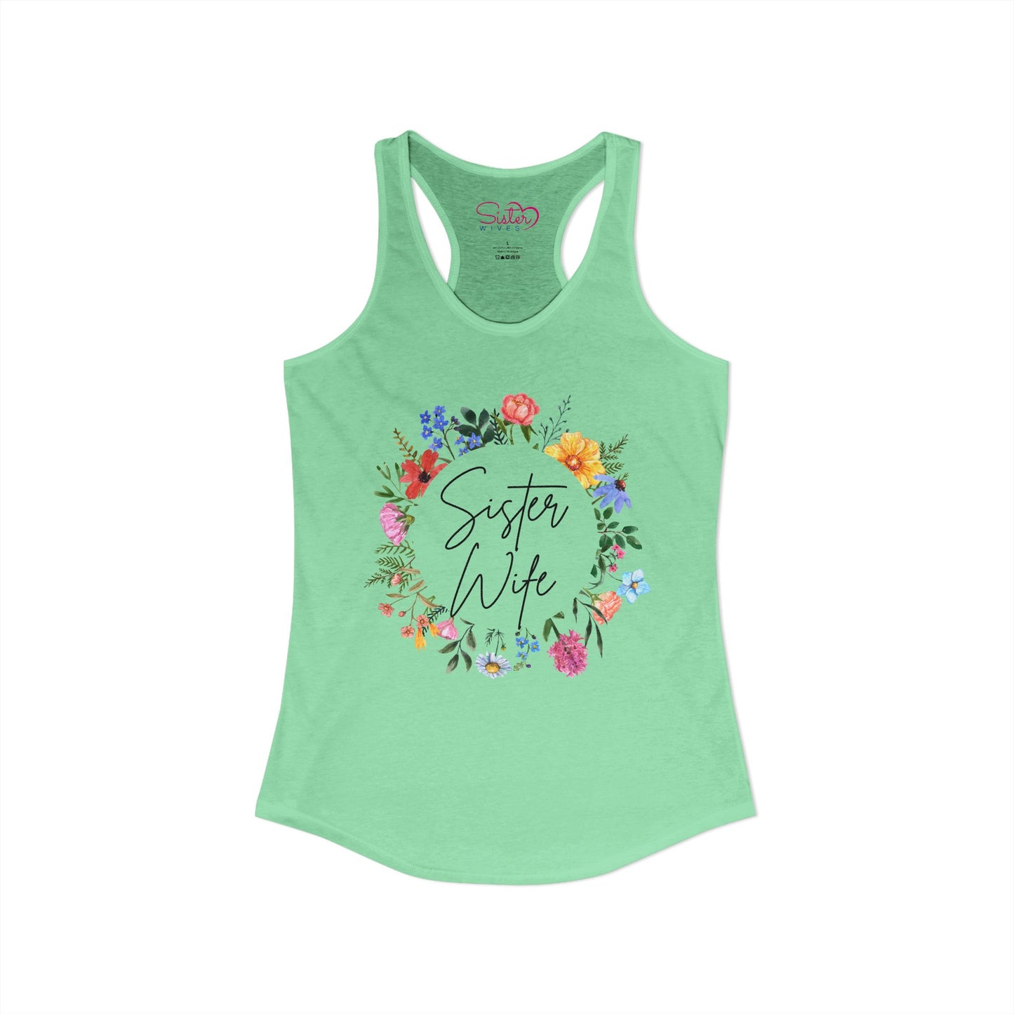 Sister Wife Floral Racerback Tank | Polyamory & ENM Lifestyle Top | Chosen Family Active Tank | Inclusive Relationship Apparel