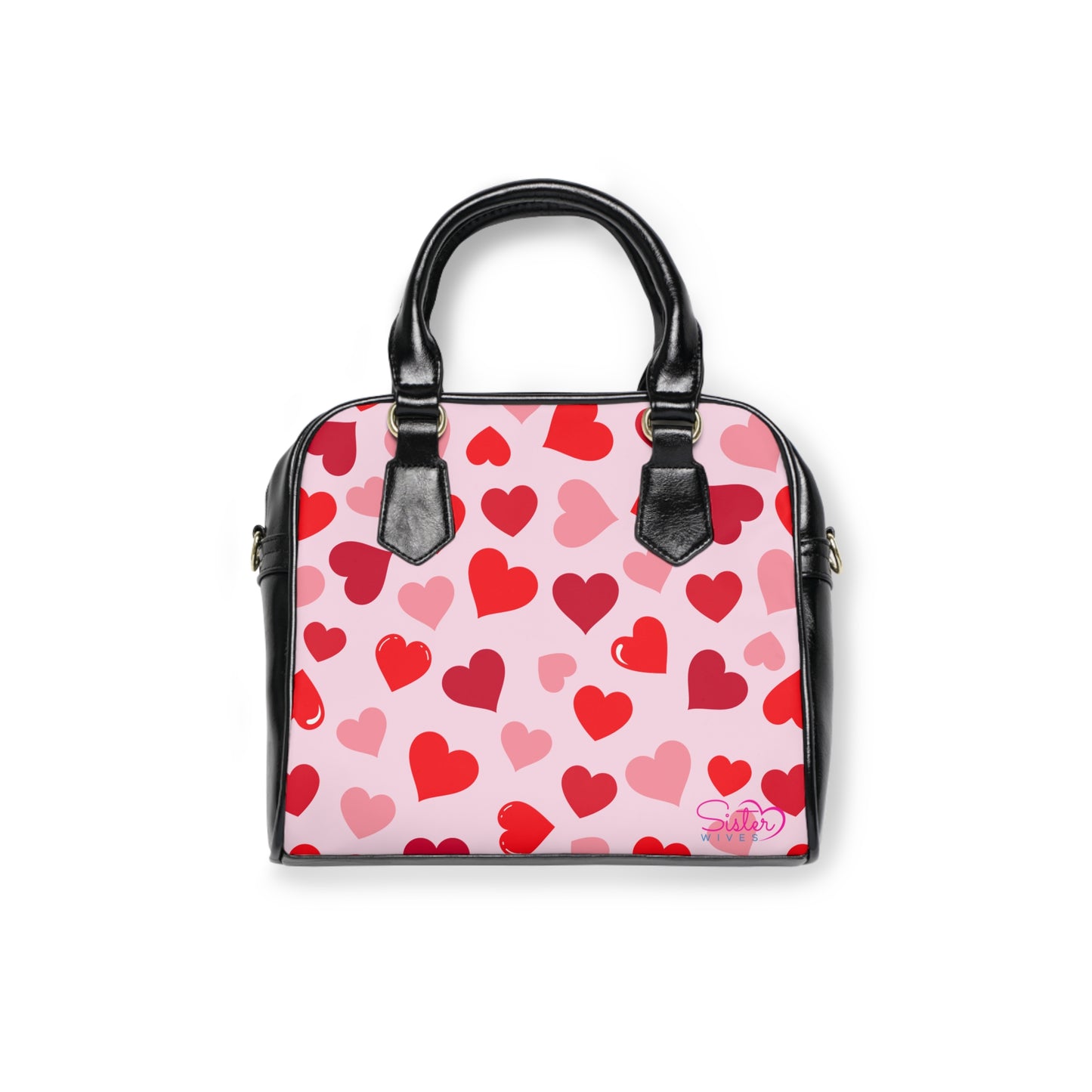 Light Pink Valentine’s Heart Print Shoulder Handbag – Love-Themed PU Leather Purse, Polyamory & ENM Friendly Gift, Swinger Lifestyle Fashion Bag