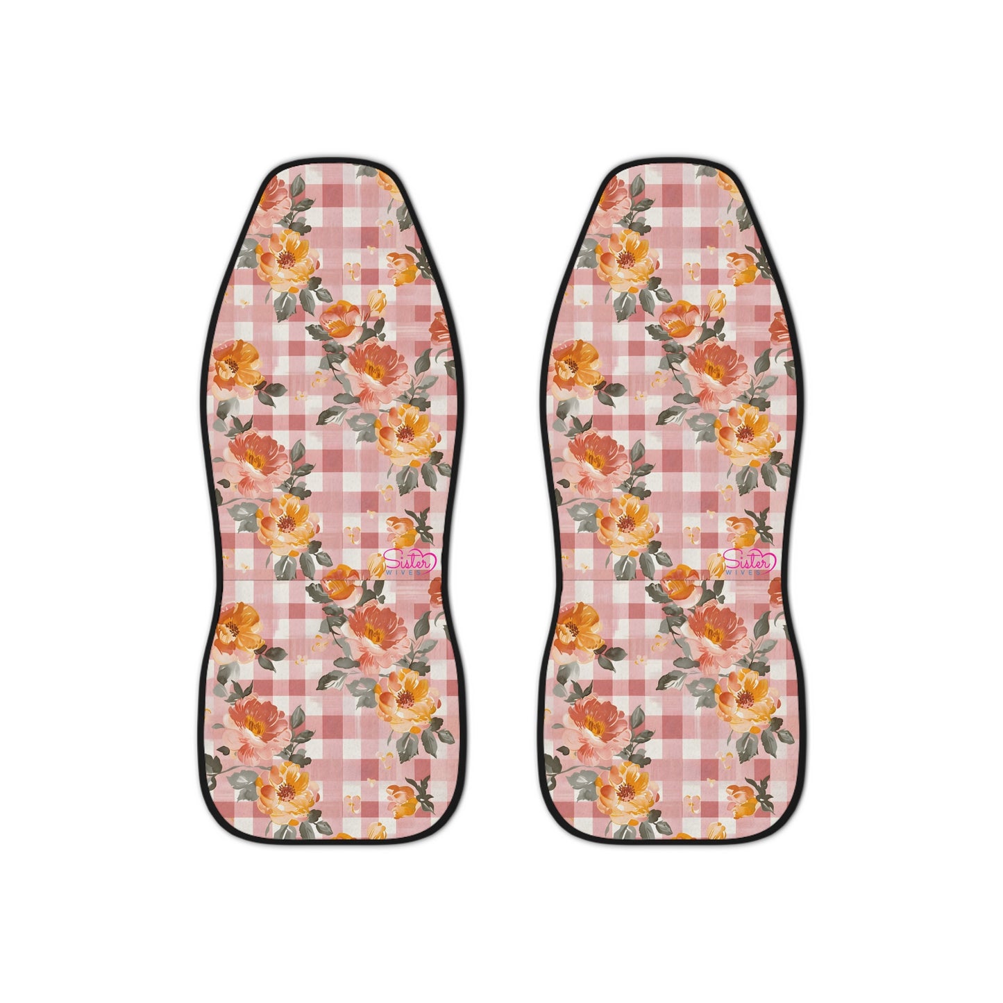 Pink Boho Floral Car Seat Covers – Retro Aesthetic Auto Decor | Polyamory & ENM Friendly