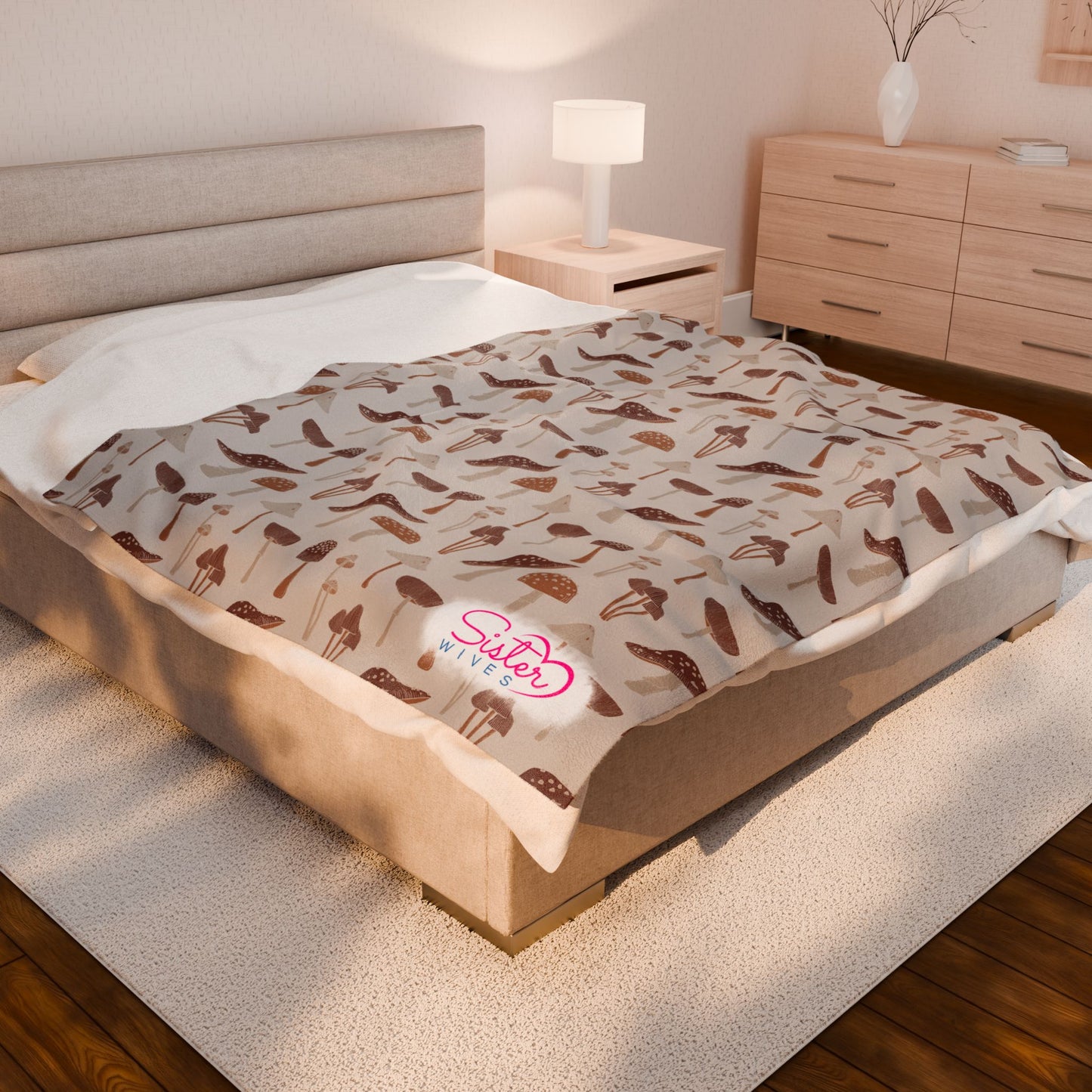 Natrual Mushroom Throw Blanket | Cottagecore Woodland Cozy Blanket | Boho Nature Home Decor | Polyamory & ENM Friendly