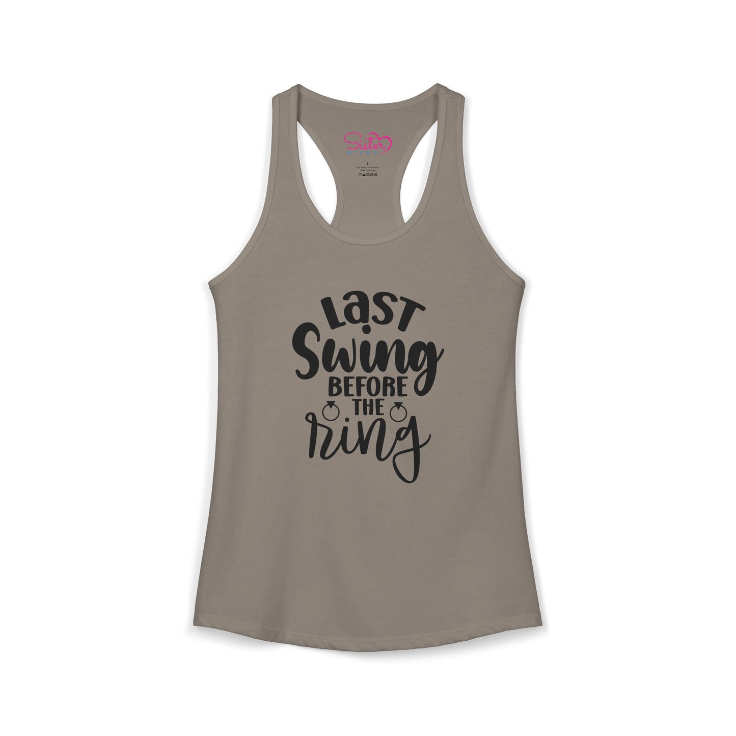 Last Swing Before the Ring Racerback Tank | Funny Bachelorette Tank Top | Swinger & ENM Friendly Bridal Shirt | Playful Pre-Wedding Apparel