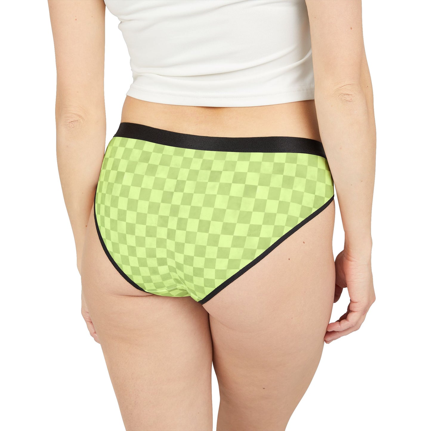 Green Checker Women’s Panties | Aesthetic Bikini Cut Underwear | ENM & Polyamory Friendly Lingerie | Soft Statement Intimates