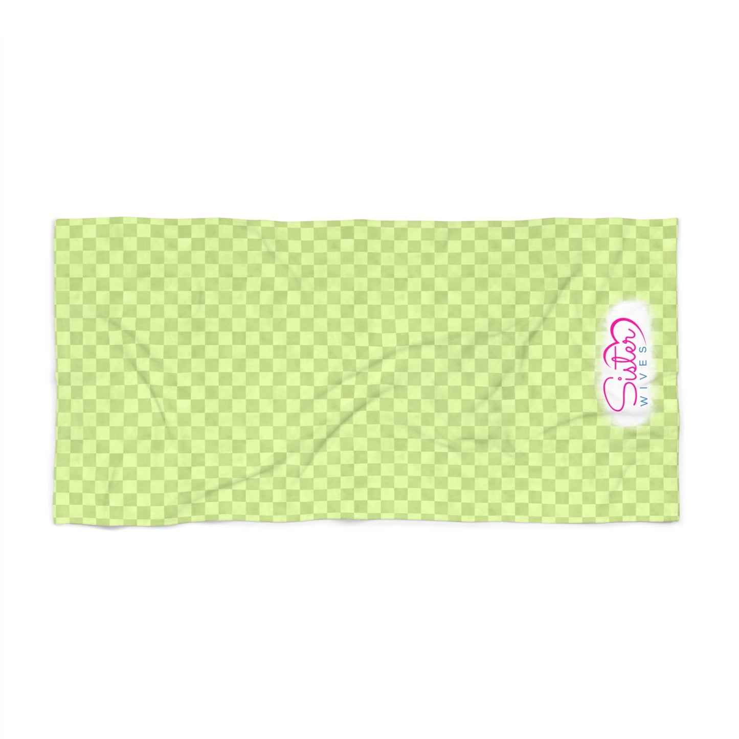 Green Checkerboard Beach Towel | Polyamory & ENM Friendly | Lifestyle Cruise, Resort & Pride Towel | Sisterwives Beach & Pool Towel