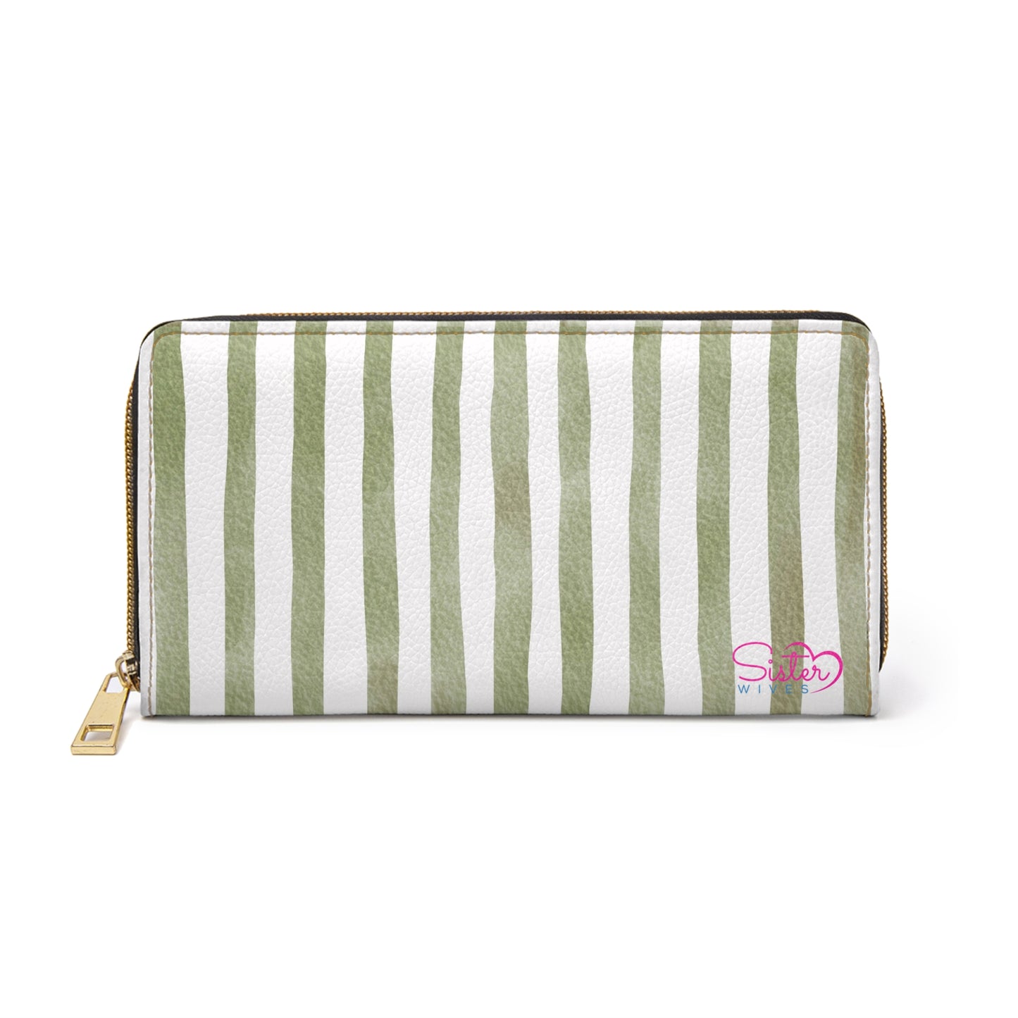 Stripe Zip Up Wallet – Polyamory Sisterwives ENM Friendly Wallet | Swinger Lifestyle Accessory | Minimalist Blush Stripe Zipper Wallet