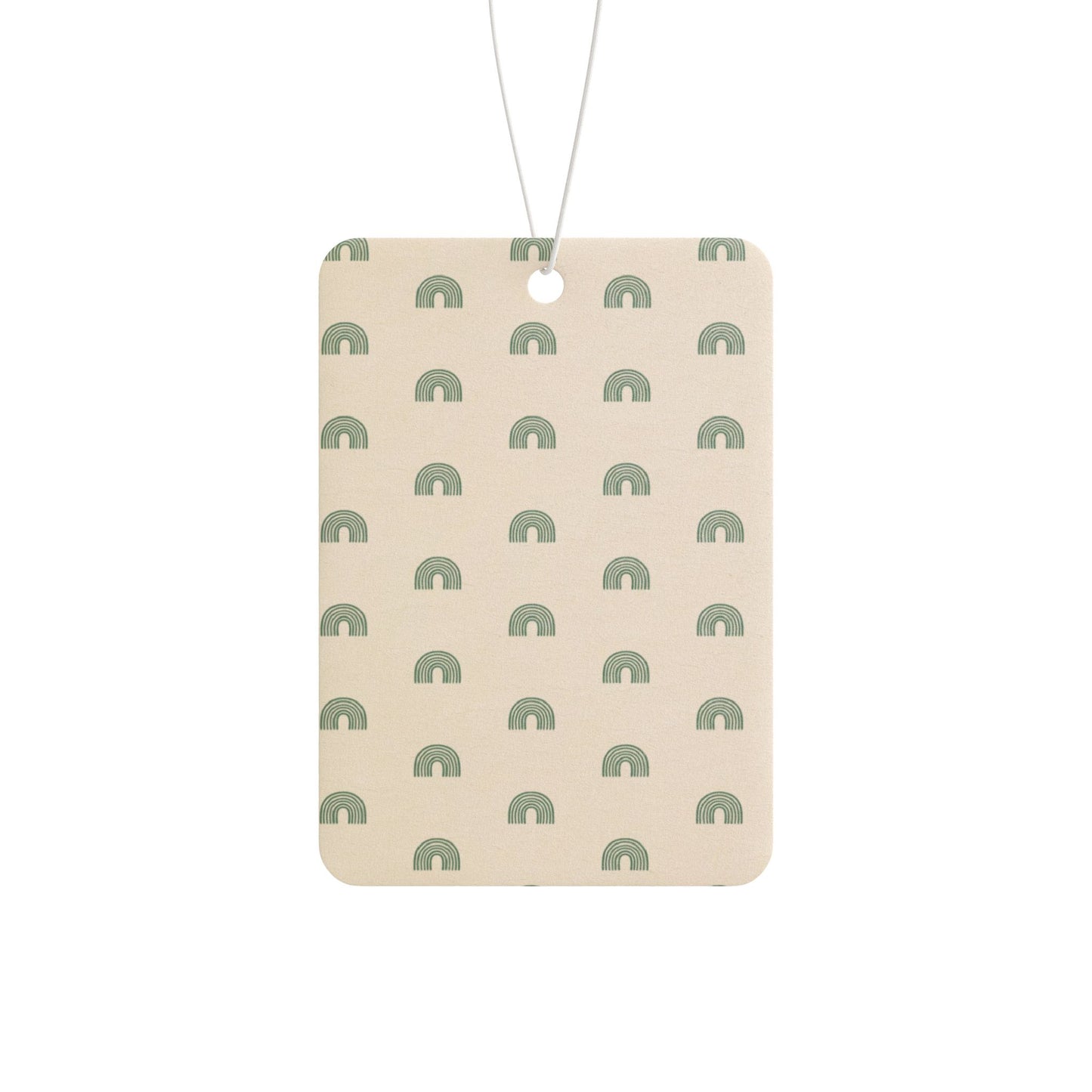 Neutral Green Rainbow Car Air Freshener – Boho Arch Aesthetic Hanging Diffuser | Pine, New Car & Black Ice Scents