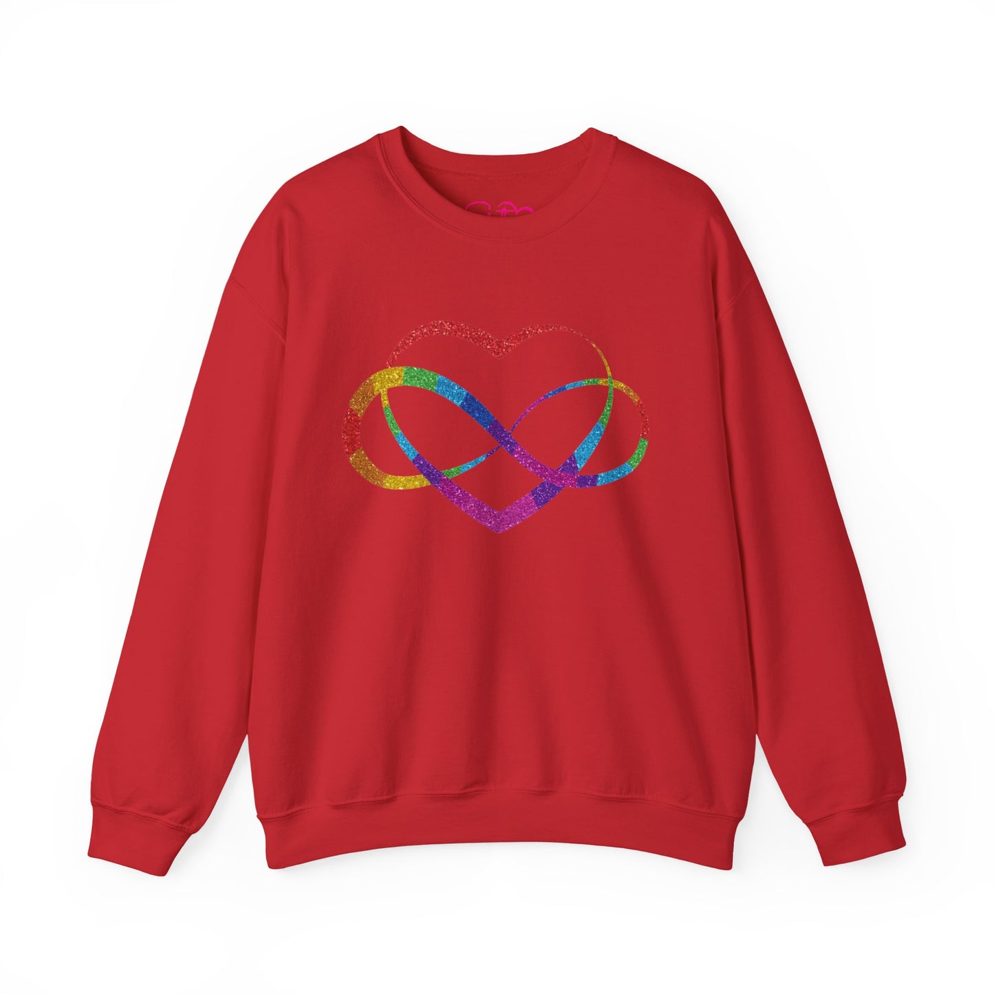 Infinity Heart Crewneck Sweatshirt | Polyamory & ENM Symbol Pullover | LGBTQ+ Inclusive Chosen Family Apparel | Cozy Pride Sweatshirt