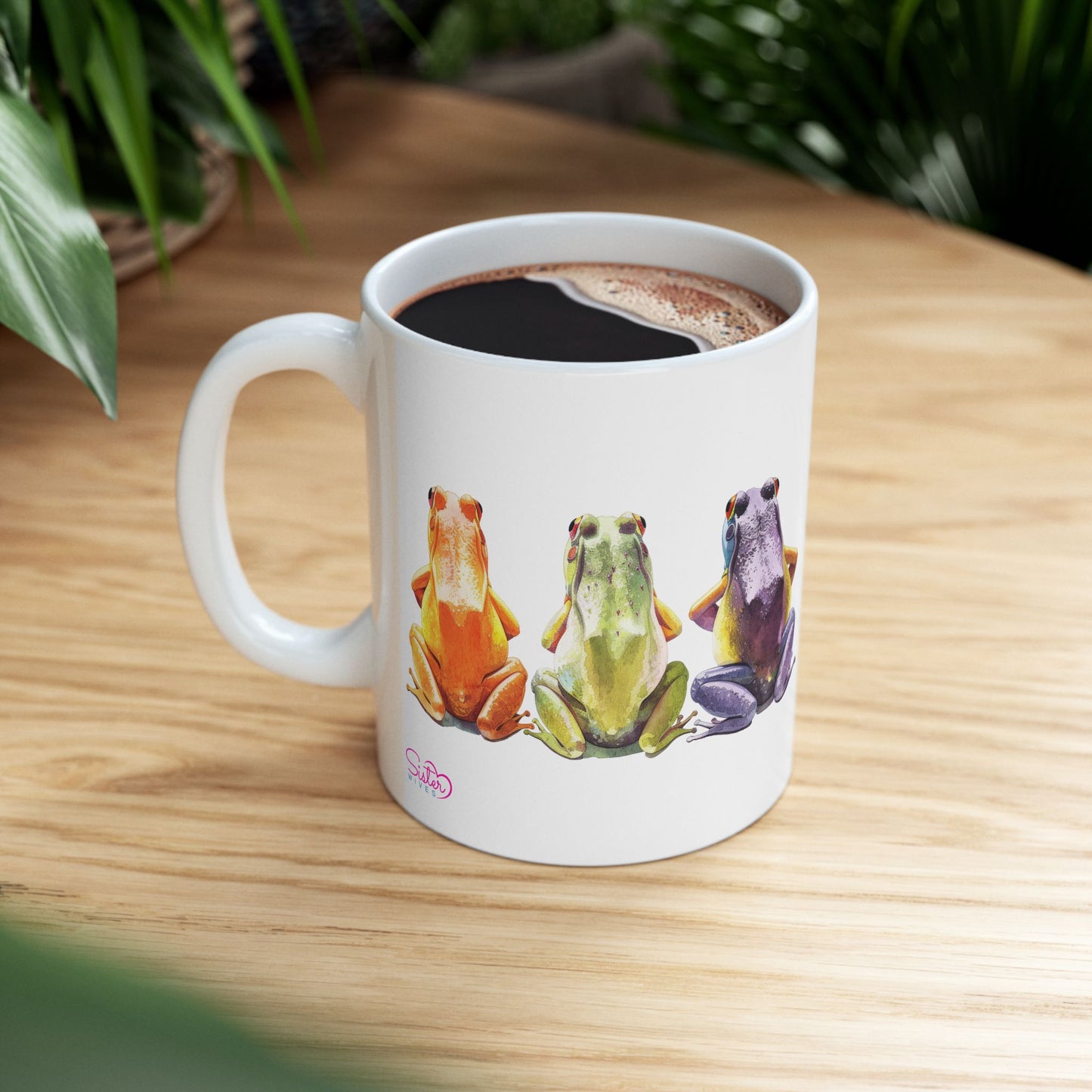 Three Frogs Mug | Chosen Family Coffee Cup | Polyamory & Sisterwives Symbol Mug | Ethical Non-Monogamy Gift | Cozy Ceramic Mug