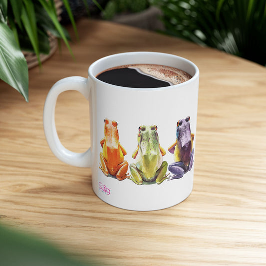 Three Frogs Mug | Chosen Family Coffee Cup | Polyamory & Sisterwives Symbol Mug | Ethical Non-Monogamy Gift | Cozy Ceramic Mug