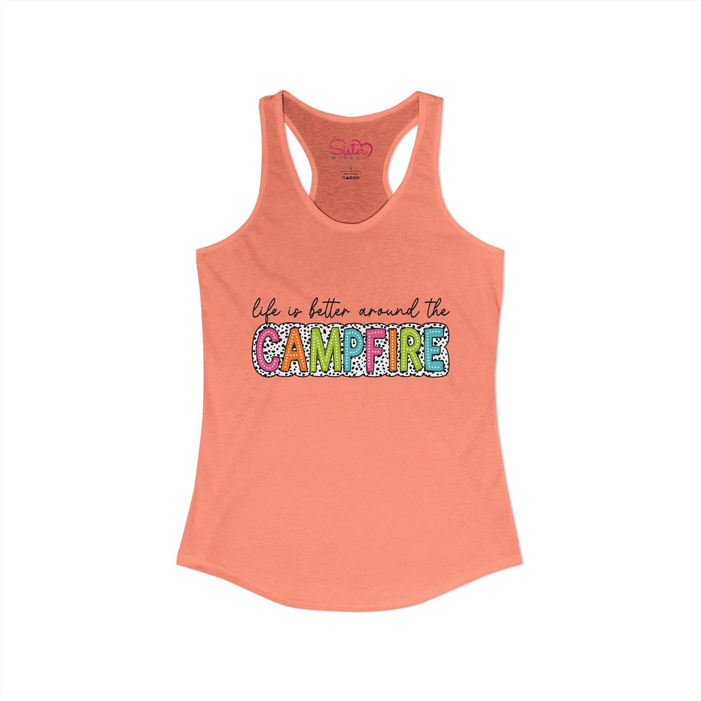 Campfire Racerback Tank | Cozy Outdoorsy Summer Tank Top | Chosen Family Camping Shirt | Inclusive Lifestyle Apparel