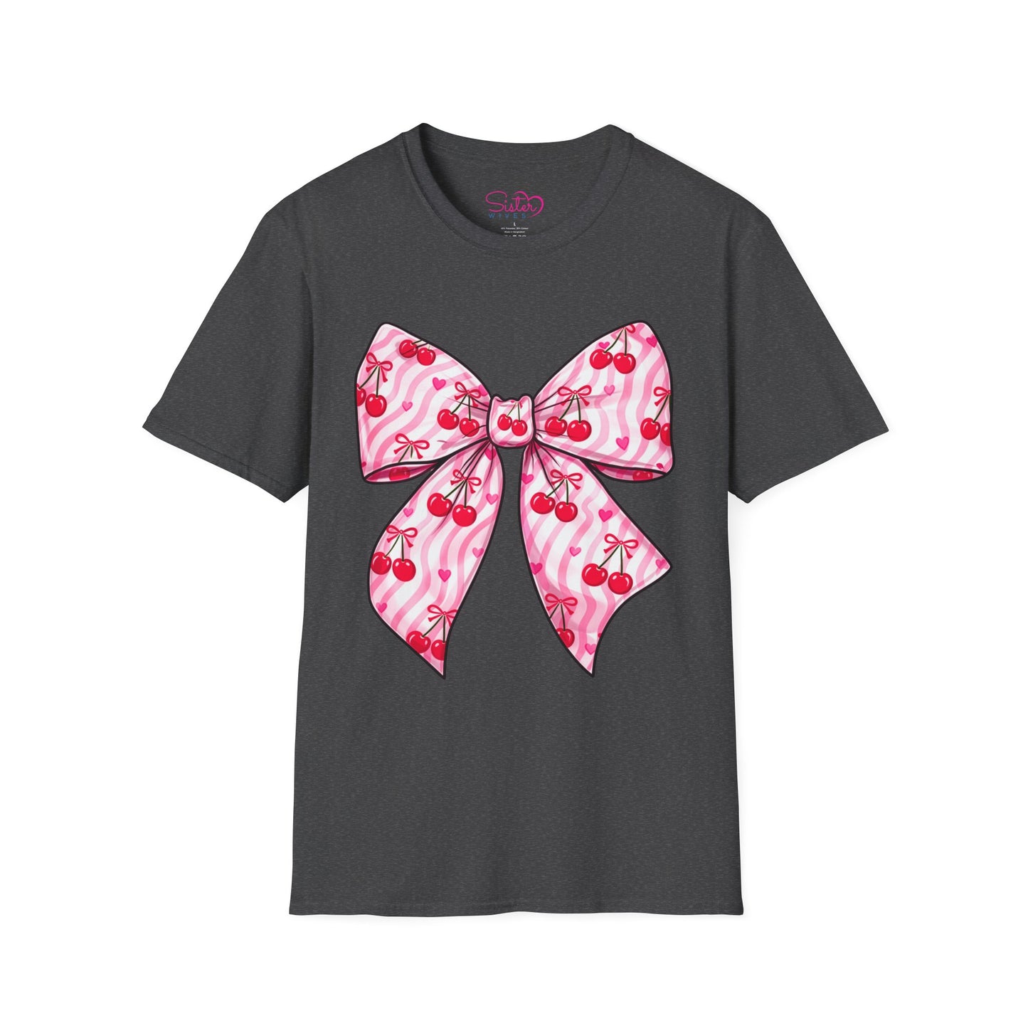 Valentine's Day Red Coquette Bow Shirt – Flirty Valentine Bow T-Shirt, Polyamory ENM Non-Monogamy Symbol Tee, Unisex Gildan 64000
