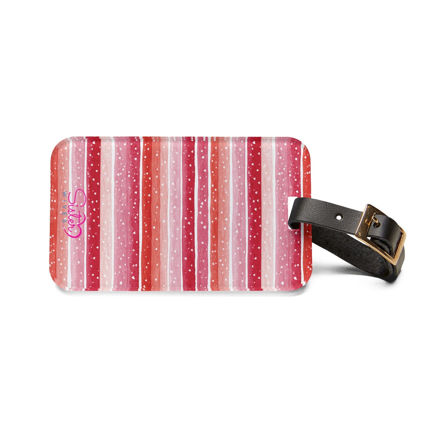 Pink Striped Luggage Tag – Polyamory ENM Pride Travel Accessory, Acrylic Suitcase Tag with Adjustable Strap