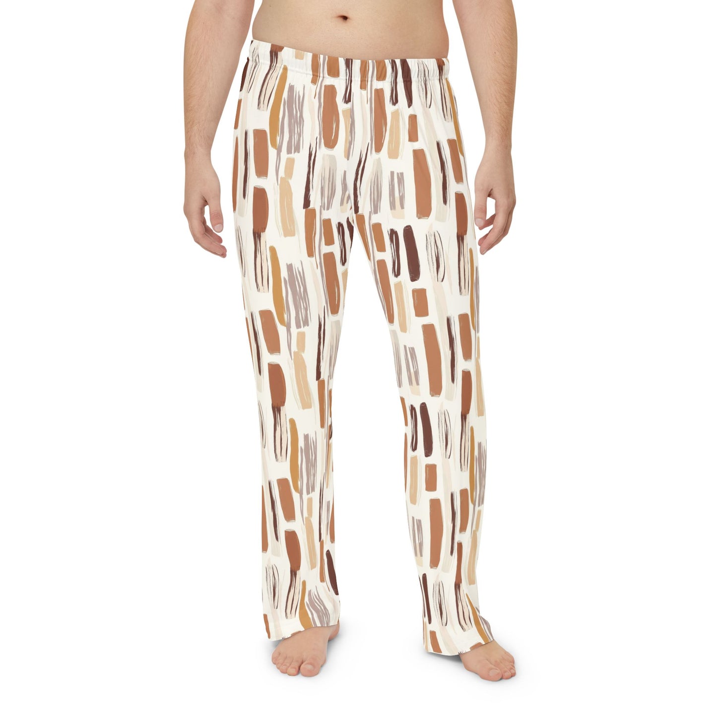Men’s Neutral Boho Pajama Pants | Earth Tone Abstract Lounge Pants | Minimalist Sleepwear | Polyamory & ENM Friendly