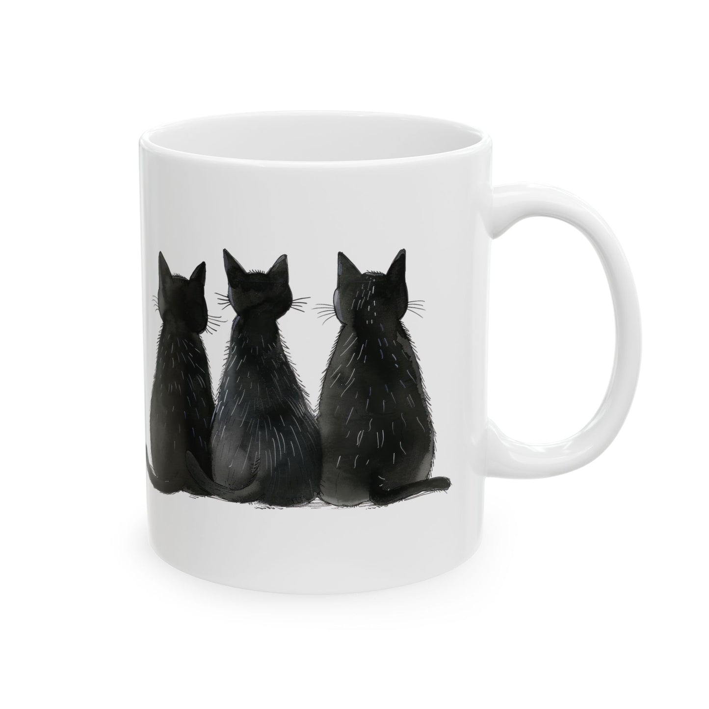 Three Black Cats Mug | Chosen Family Coffee Cup | Polyamory & Sisterwives Symbol Mug | Ethical Non-Monogamy Gift | Cozy Ceramic Mug