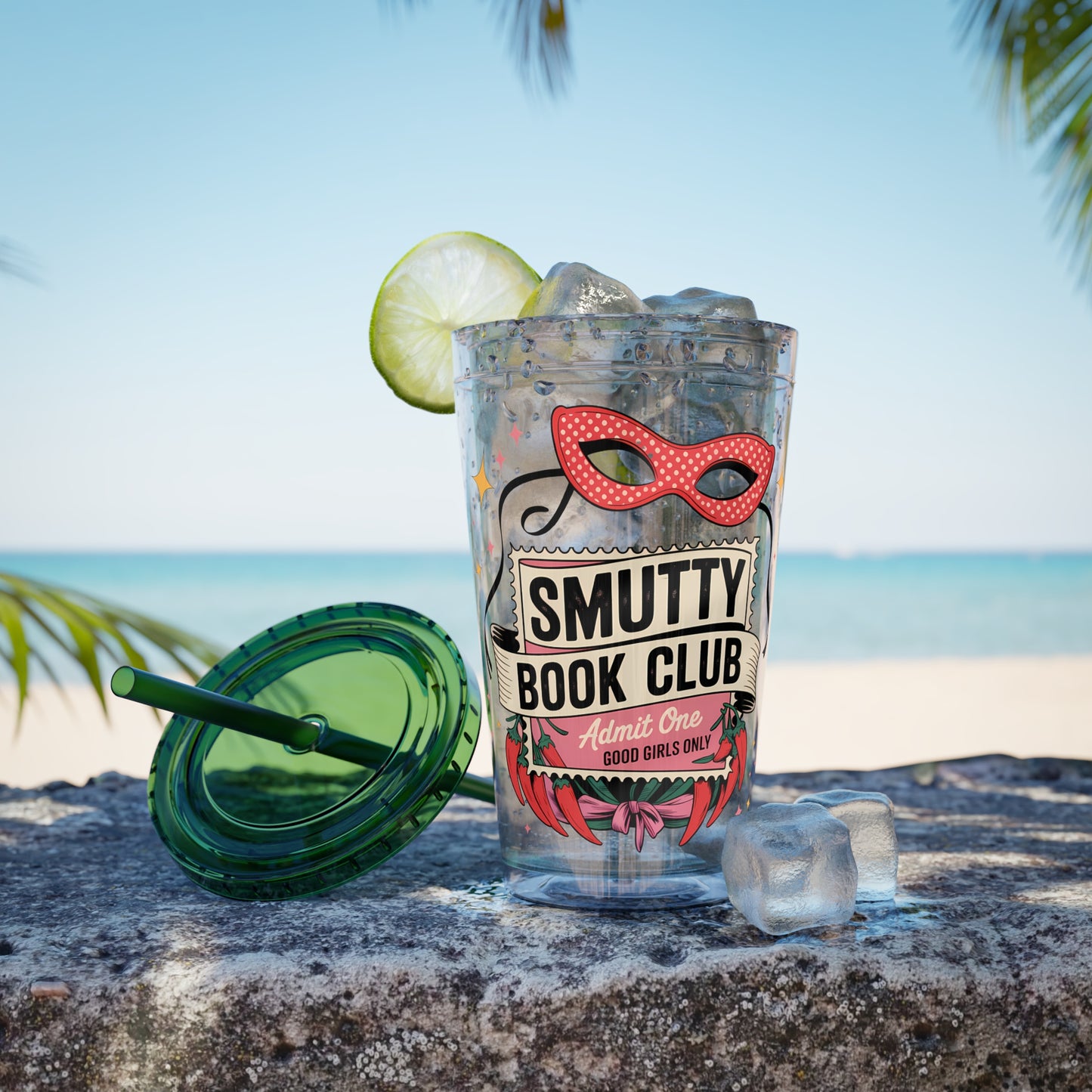 Admit One: Smutty Book Club – 16oz Sunsplash Tumbler | Polyamory Pride Cup | ENM Lifestyle Drinkware | Swinger Aesthetic Travel Cup | Spicy Romance Reader Gift | Poly, Open Relationship,...