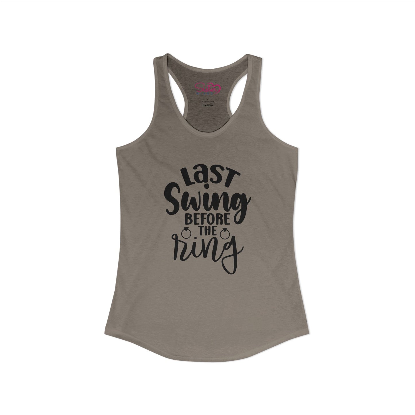 Last Swing Before the Ring Racerback Tank | Funny Bachelorette Tank Top | Swinger & ENM Friendly Bridal Shirt | Playful Pre-Wedding Apparel
