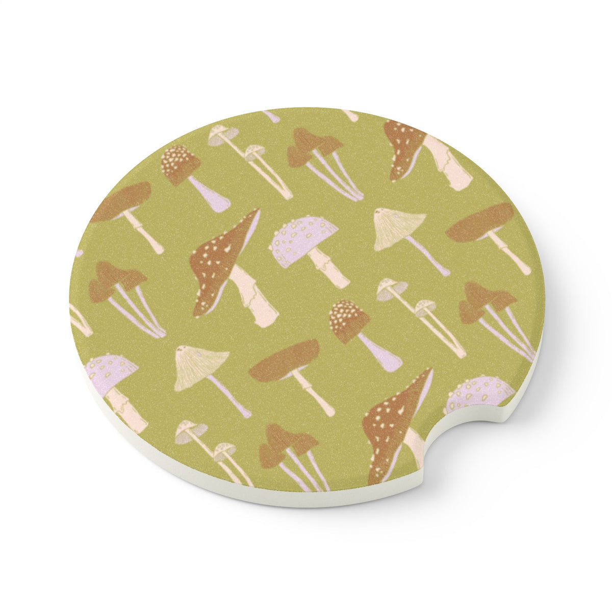 Sage Mushrooms Boho Car Coasters | Soapstone Cup Holder Coasters | Cottagecore, Retro & Nature Car Accessories | Absorbent Auto Coasters