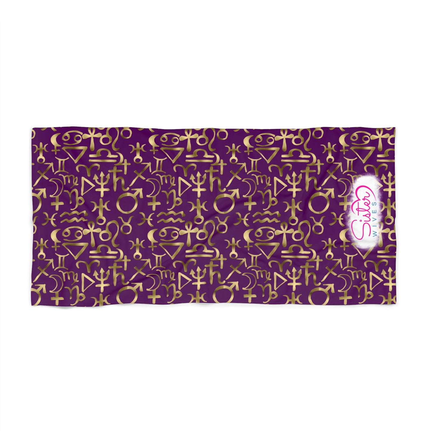 Celestial Zodiac Polyamory Beach Towel | ENM & Non-Monogamy Friendly Astrology, Zodiac & Magical Aesthetic Pool Towel