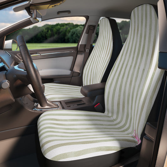 Grey Stripe Car Seat Covers – Minimalist Boho Auto Decor | Polyamory & ENM Friendly