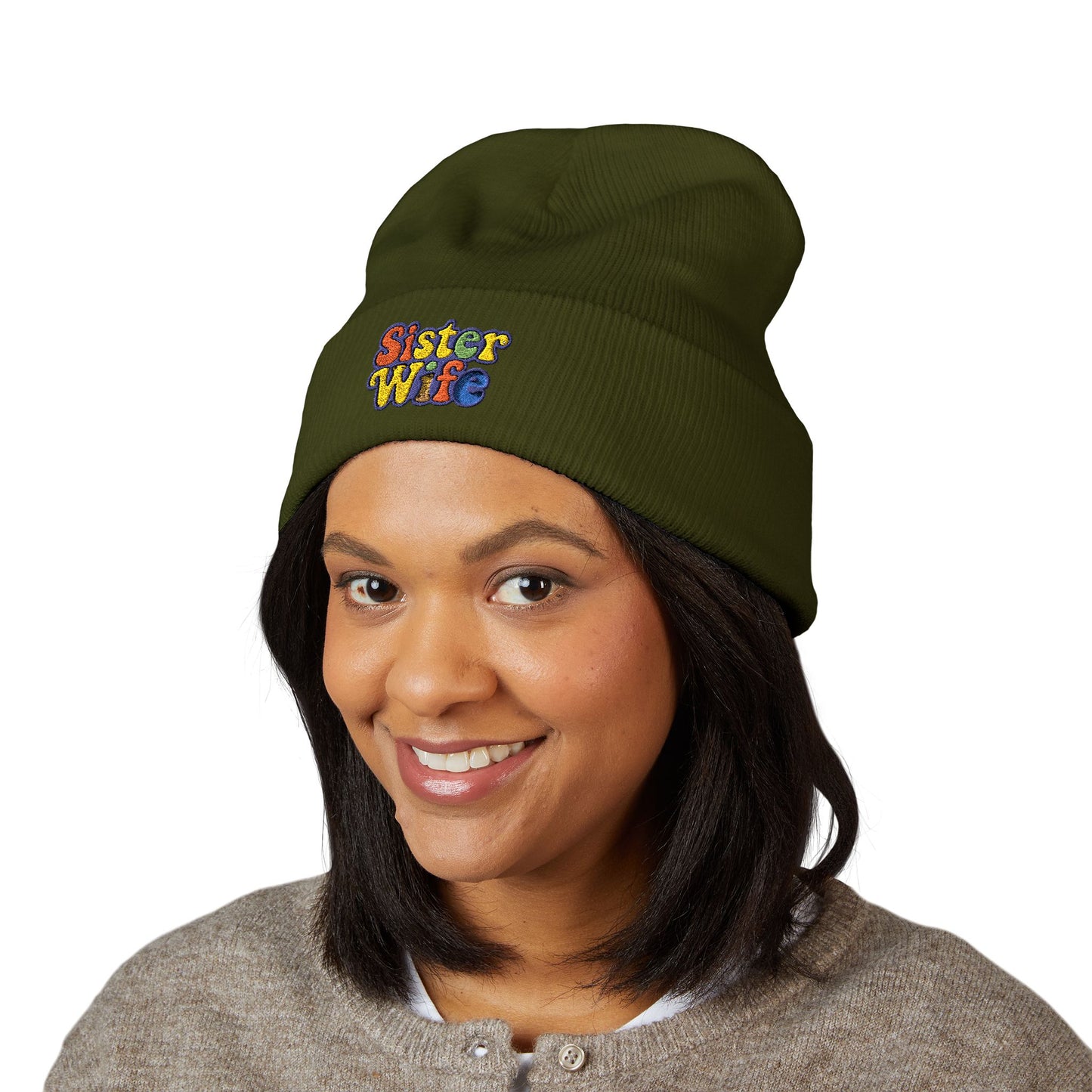 Embroidered Sister Wife Beanie || Cozy Winter Hat || Perfect Gift for Her || Unique Birthday Present || Warm Knit Cap