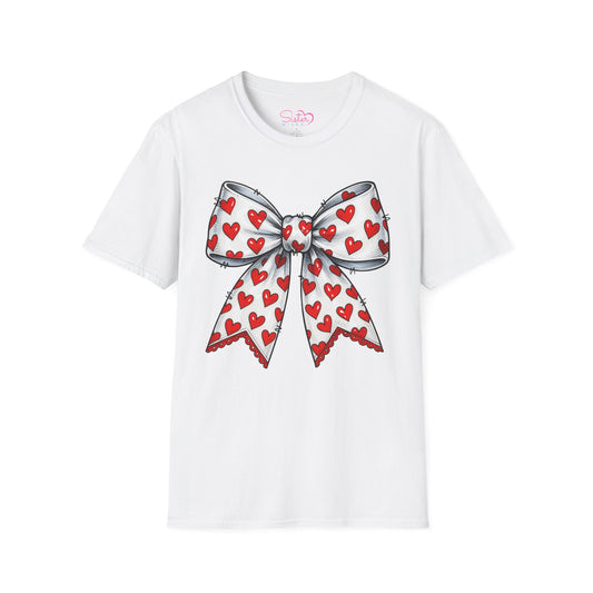 Valentine's Day Red Coquette Bow Shirt – Flirty Valentine Bow T-Shirt, Polyamory ENM Non-Monogamy Symbol Tee, Unisex Gildan 64000