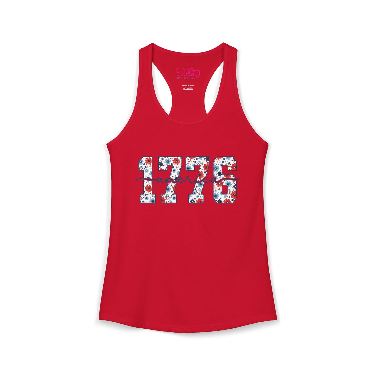 USA Floral Racerback Tank – Patriotic Flower Tank Top | Fourth of July Shirt | Summer USA Graphic Tank